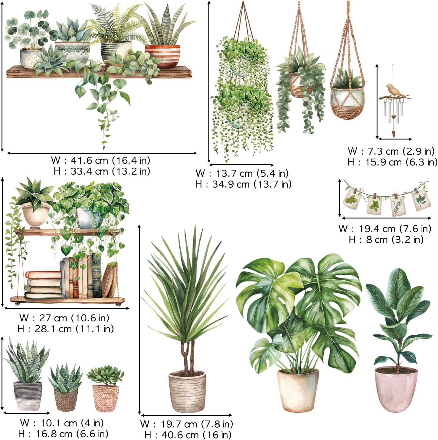 SG2-2411 Wall Stickers Wall Decals Pot Leaves Tropical Leaf / Green Plants