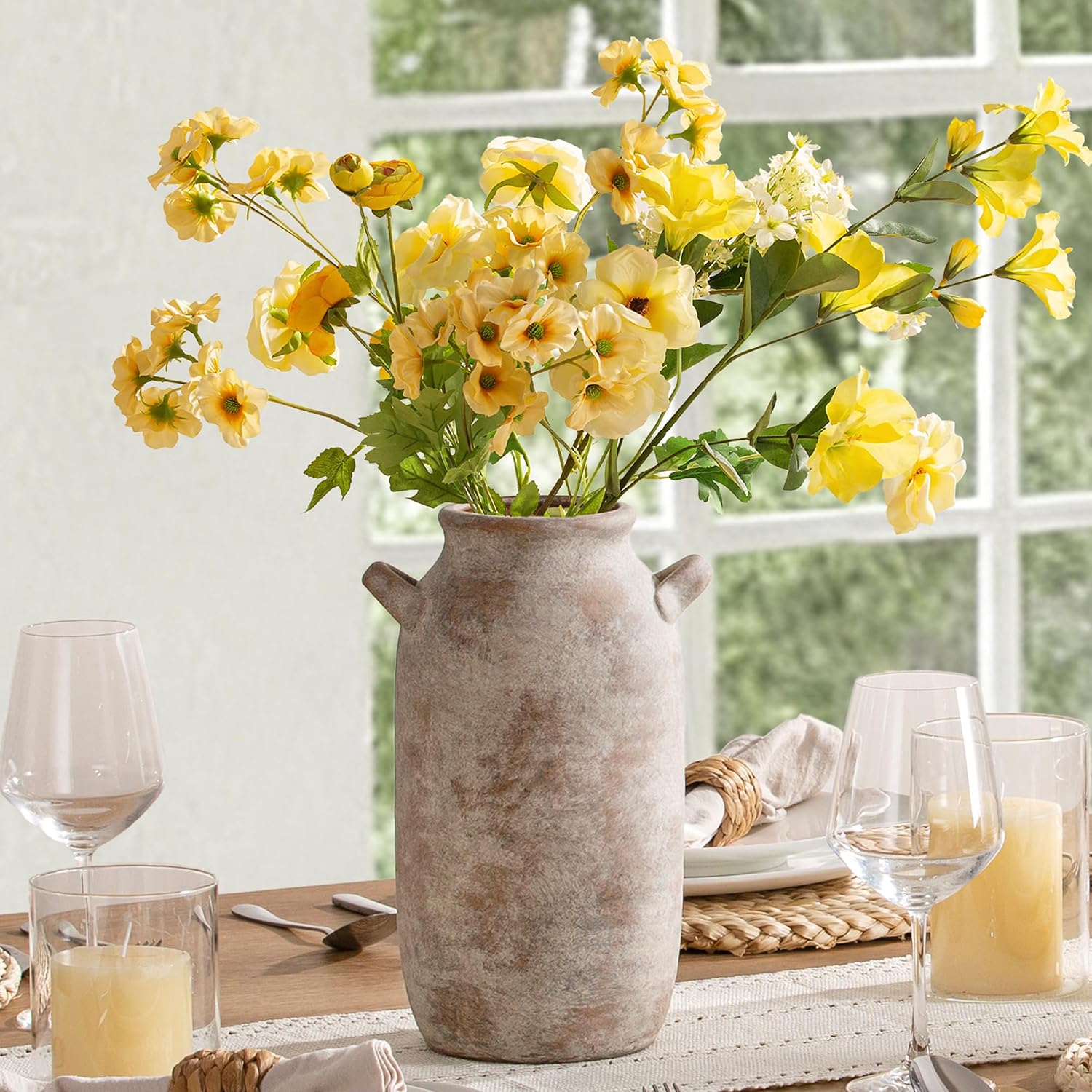 Tall Ceramic Farmhouse Rustic Table Vases / 12" Retro