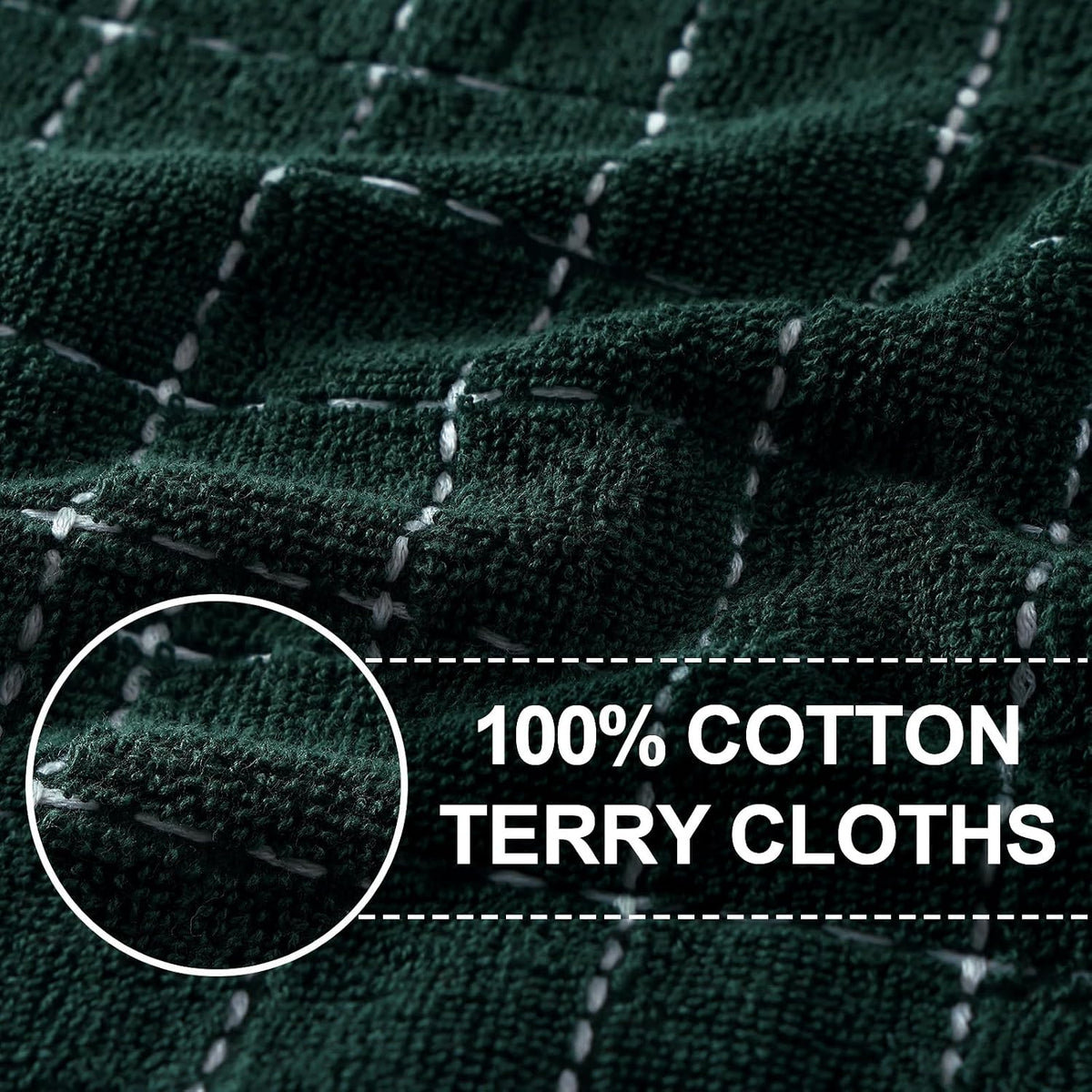 Homaxy 100% Cotton Terry Kitchen Towels, 6 Pack, Blackish Green | Ultra Soft and Absorbent Dish Towels for Kitchen