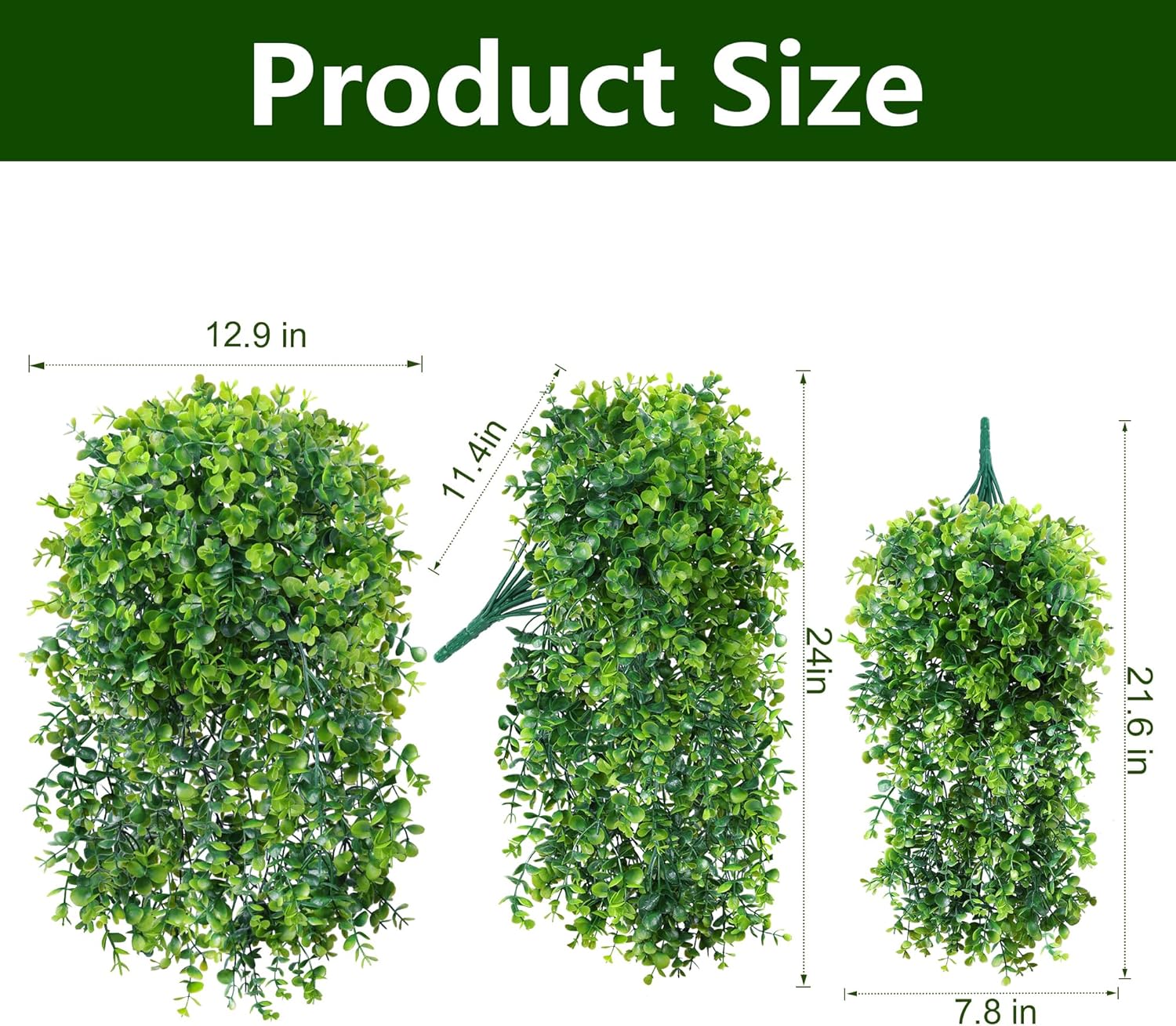 Faux Outdoor Plants Fake Hanging Plants / Eucalyptus Vine - Green / Set of 2