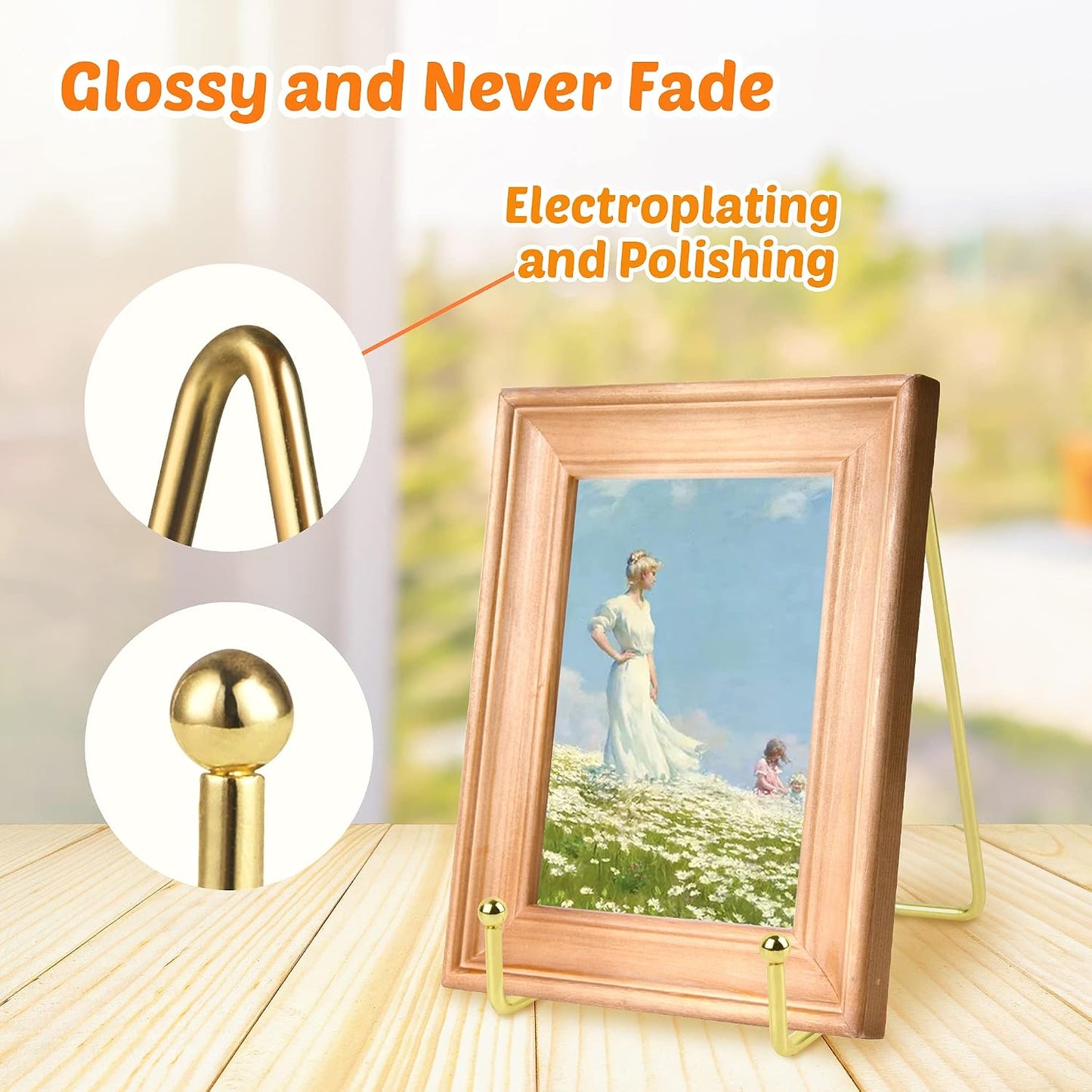 Metal Square Wire Easel Stand / Gold / 6 Inch / Set of 2