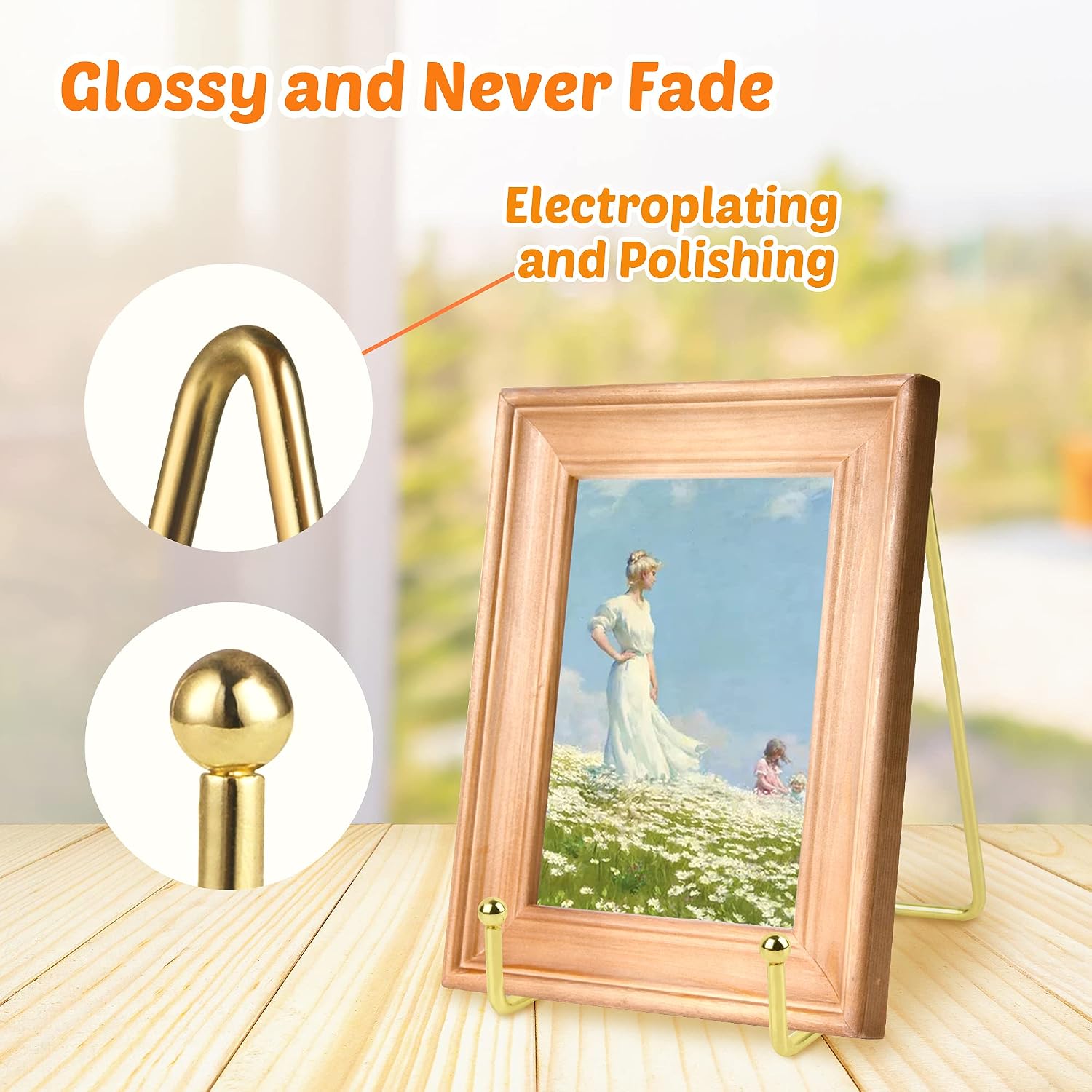 Metal Square Wire Easel Stand / Gold / 6 Inch / Set of 2