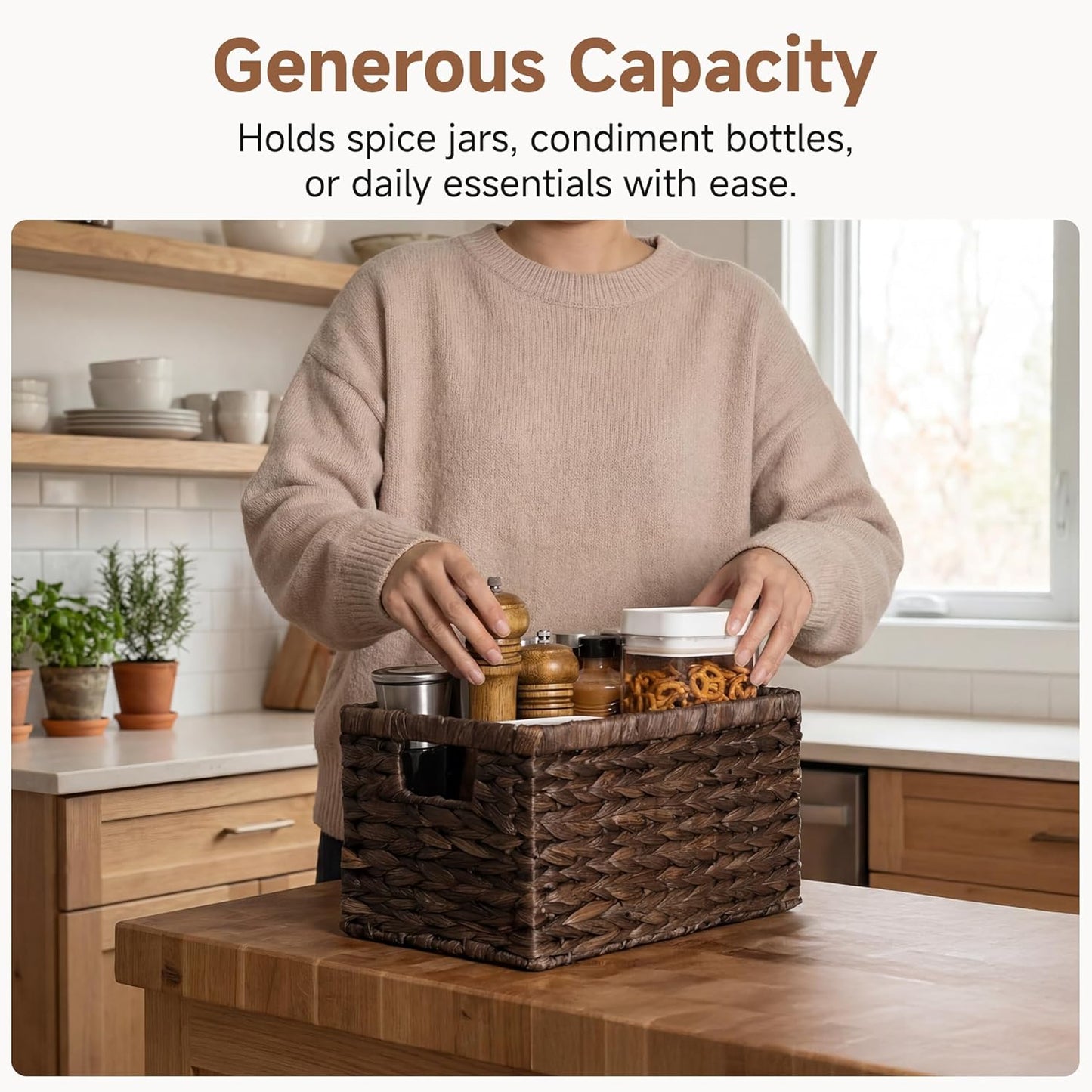 Organizer Basket / Water Hyacinth Baskets / Brown / 2 x 13