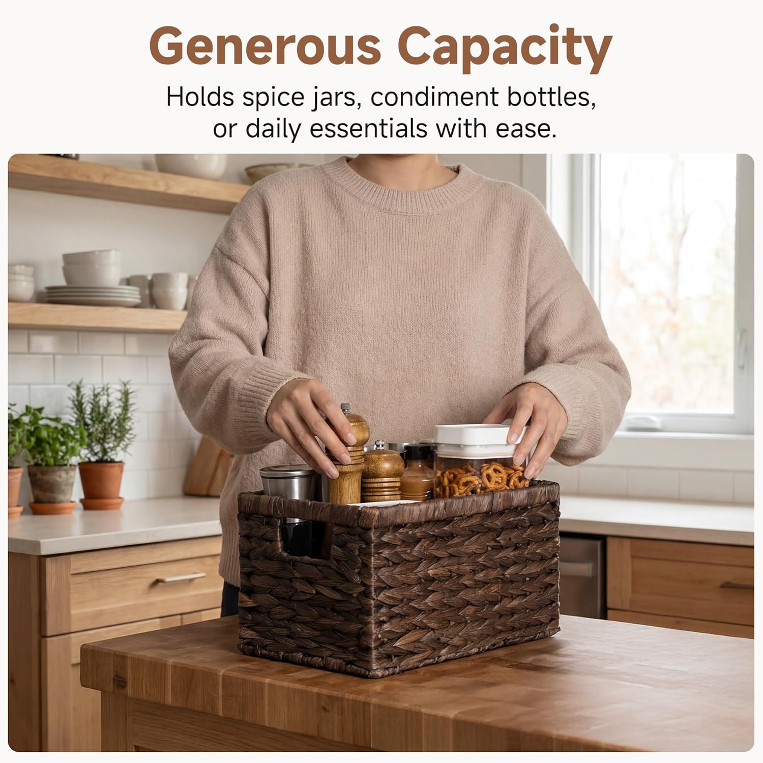 Organizer Basket / Water Hyacinth Baskets / Brown / 2 x 13