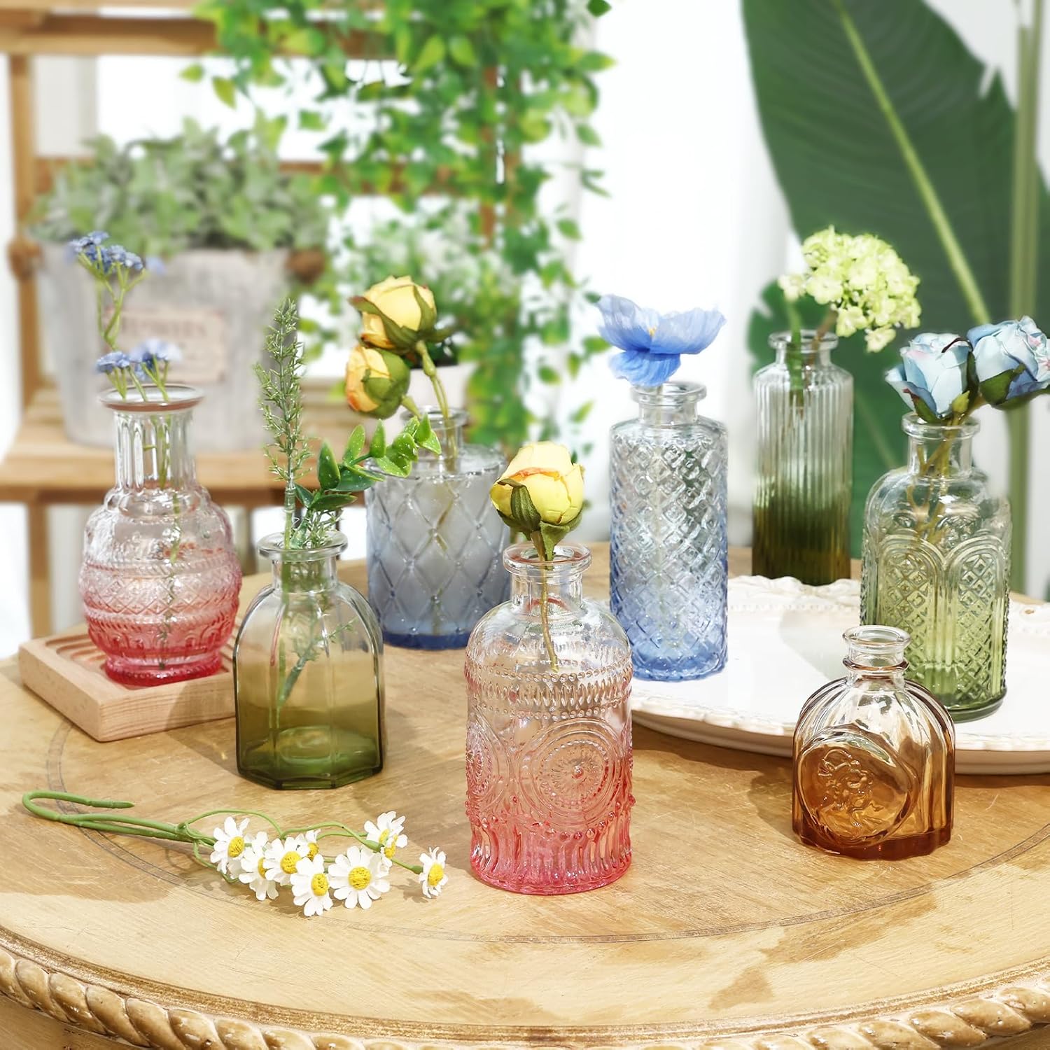 Colorful Glass Bud Vases / Multicolor / Set of 12
