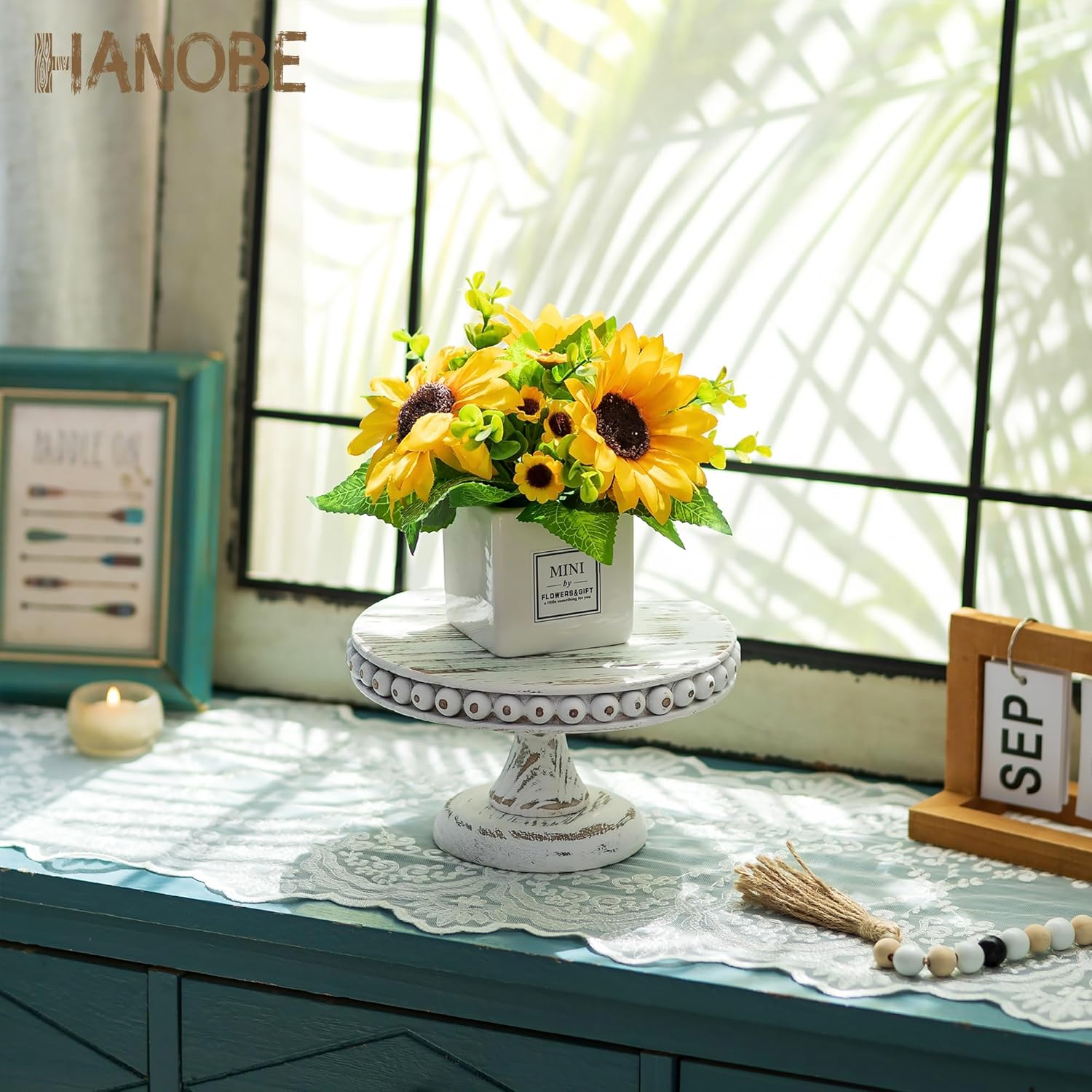 Small Wood Cake Stand / White-7.87 / 8 Inch