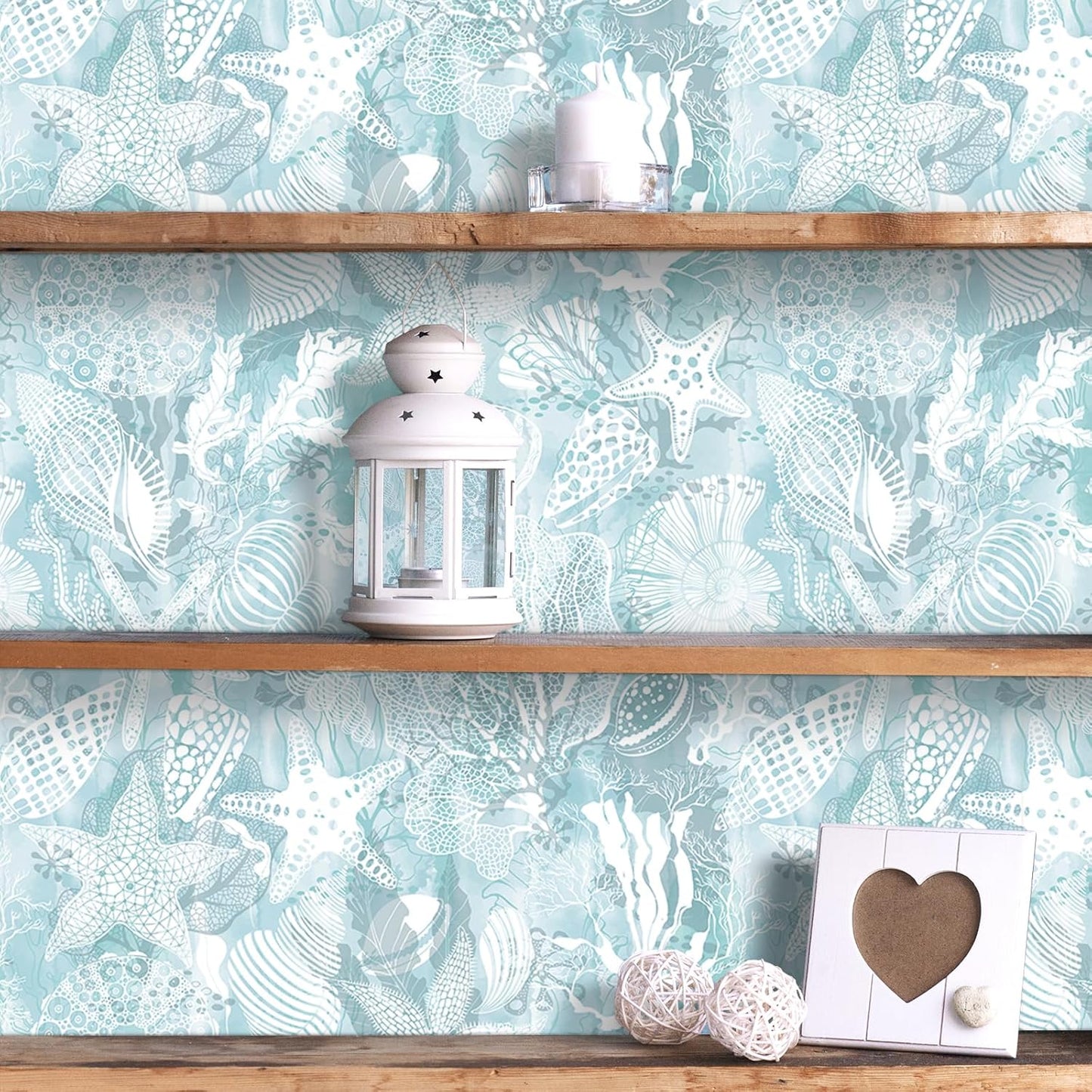 Blue Coastal Wallpaper Peel and Stick Self Adhesive Contact Paper / 17.5 x 276 / Blue Ocean