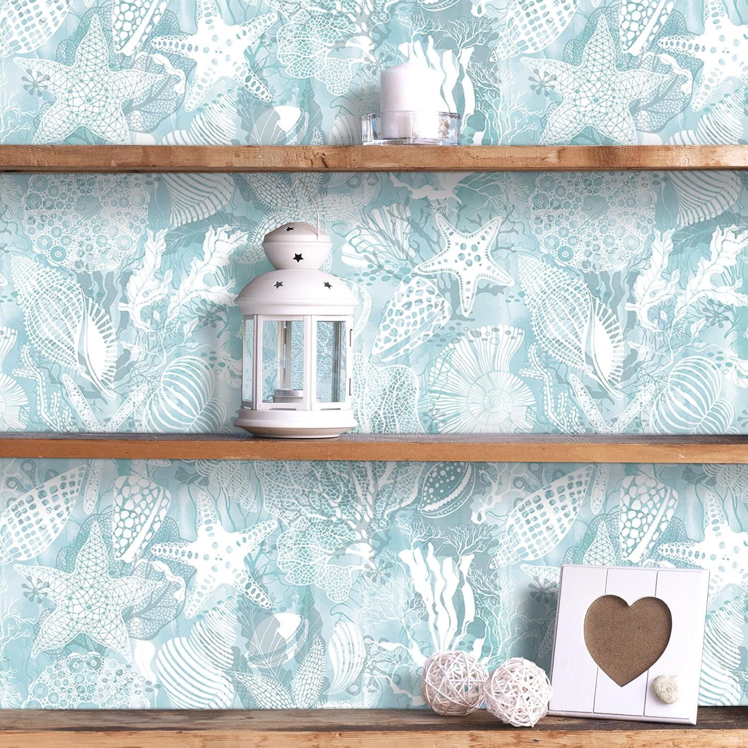 Blue Coastal Wallpaper Peel and Stick Self Adhesive Contact Paper / 17.5 x 276 / Blue Ocean