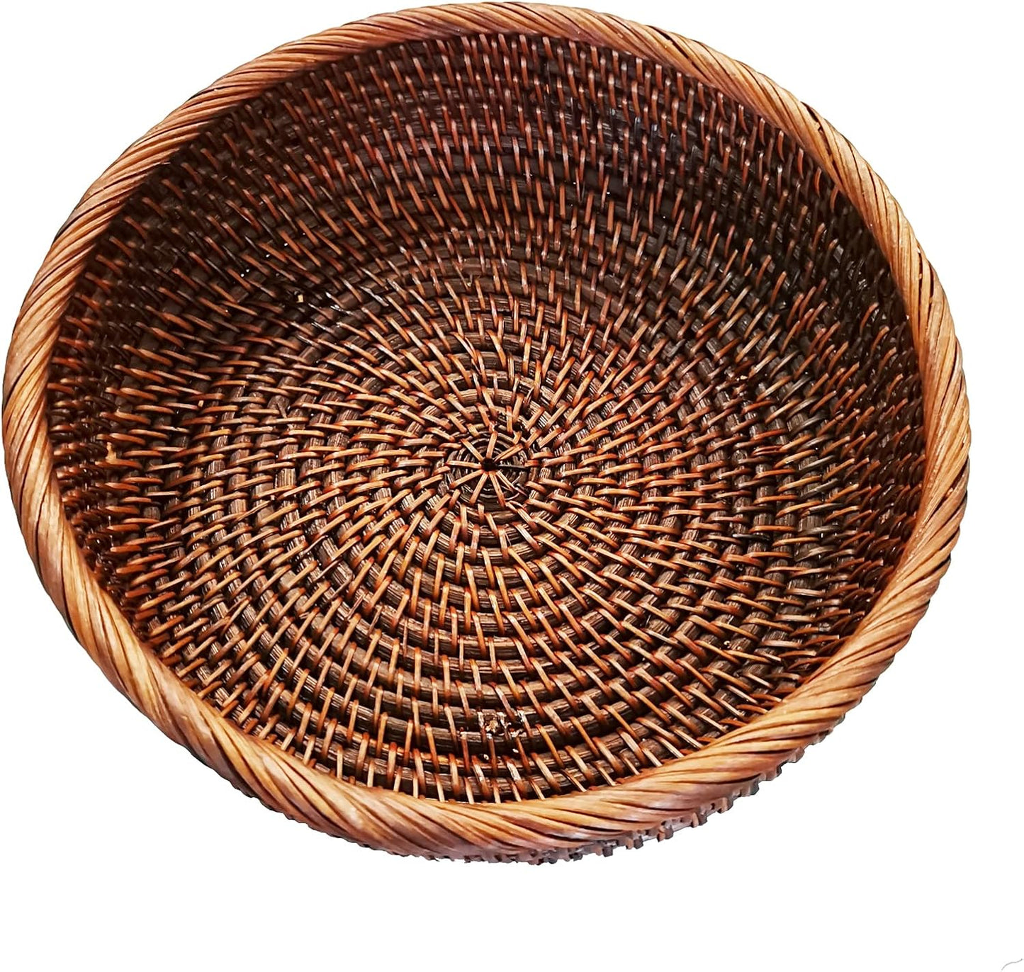 Round Rattan Bowl Basket / M - D8.7 x H2.8 Inch / 9 Inch