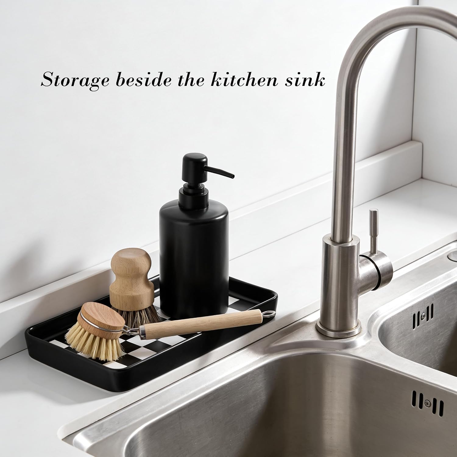Texture Checkered Surface Bathroom Vanity / Black Color with Checkered Pattern-1 Pc / 10 x 6 x 1