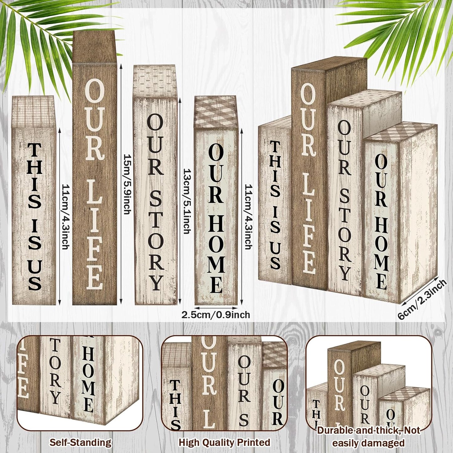 Farmhouse Table Decor Wooden Rustic Our Home Our Story Life Table Centerpiece / Book / Set of 4