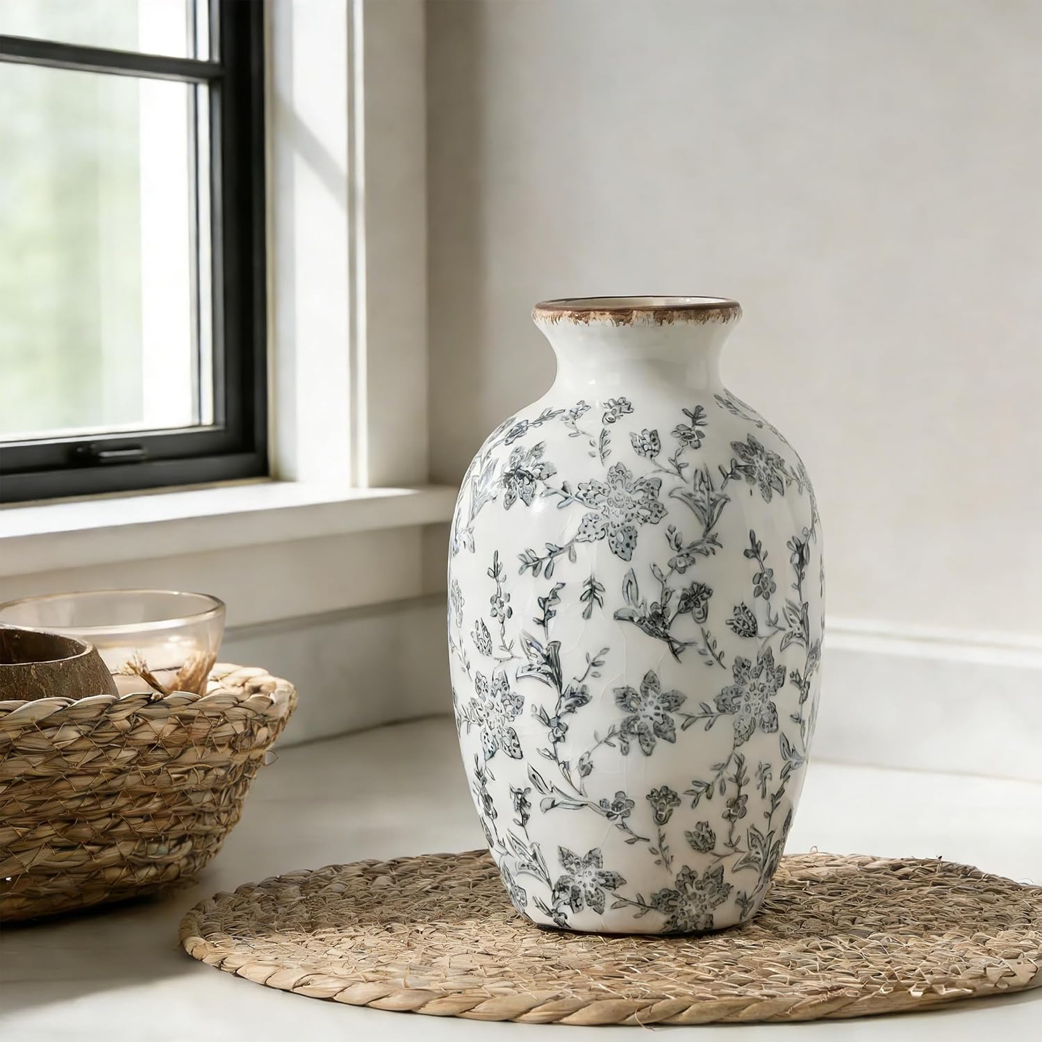 Modern Farmhouse Ceramic Vase / Gray- 7.95