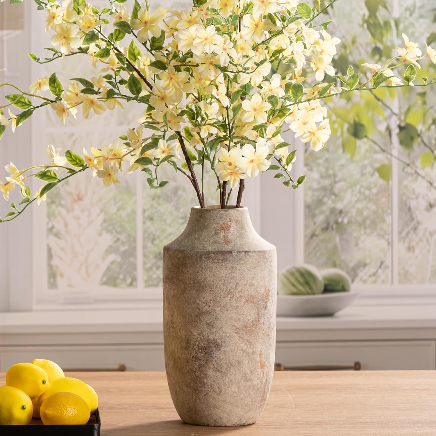 Ceramic Flower Vase / 12.5"h-terracotta / White / 12.5 Inch