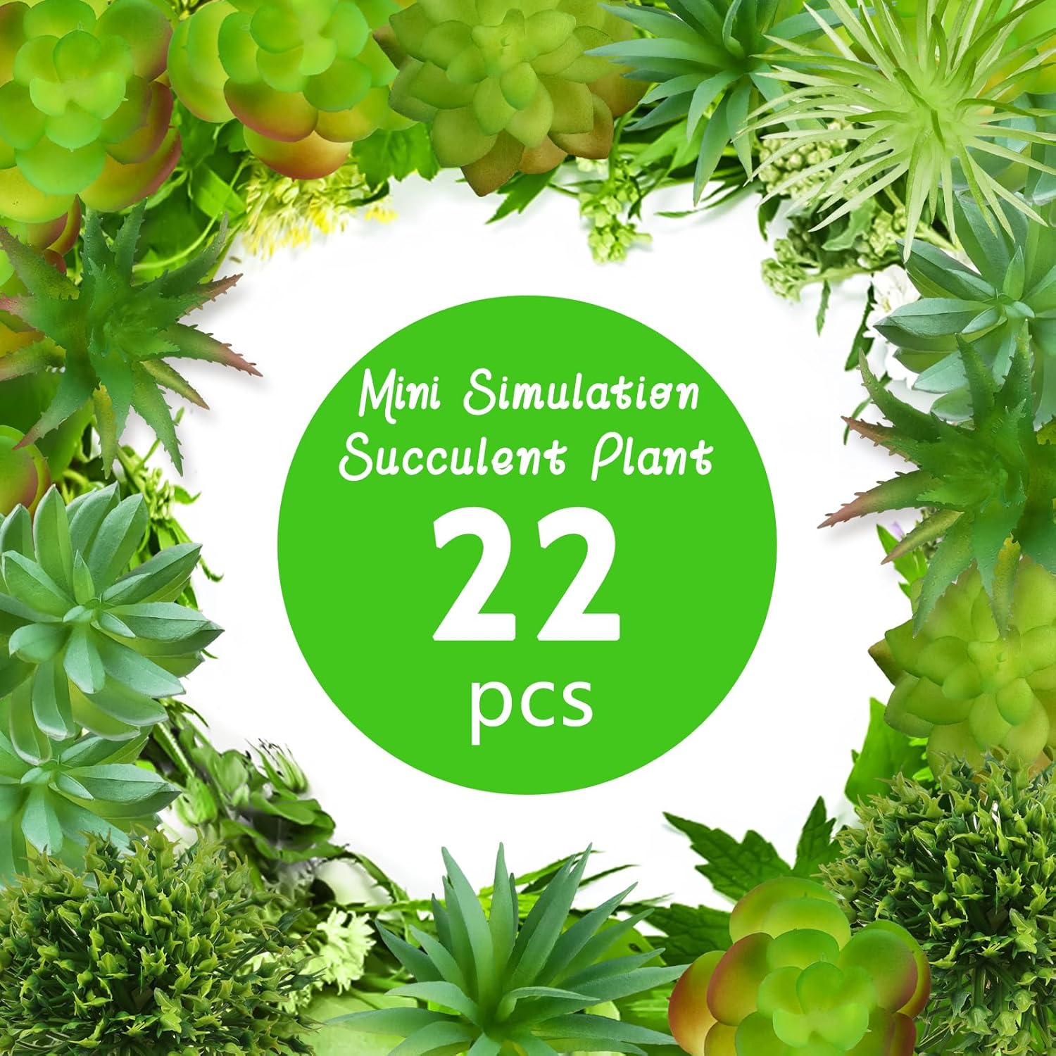 Artificial Succulents Realistic Mini Succulent Plants / Green / Set of 22