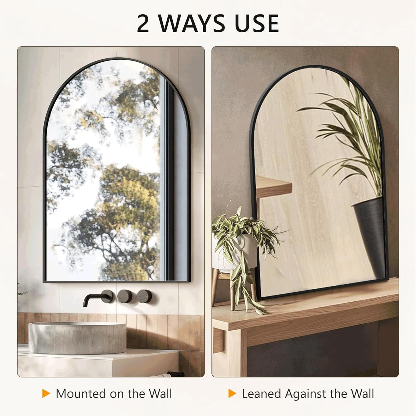 Black Metal Frame Vanity Mirror / Matte Black / 38"L x 26"W / 38 x 26