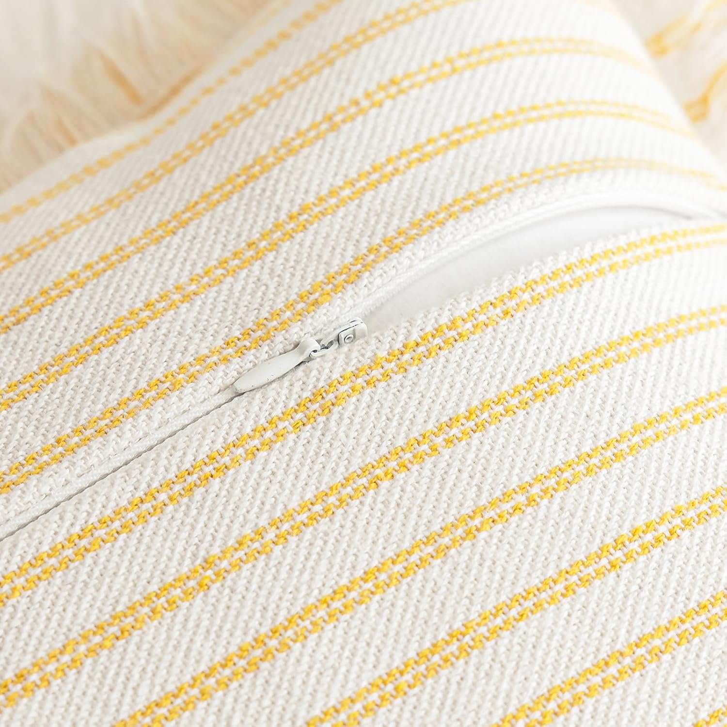 Throw Pillow Covers Striped Fringe Pillow Cover Farmhouse Cushion / Yellow / 24 x 24 / Set of 2