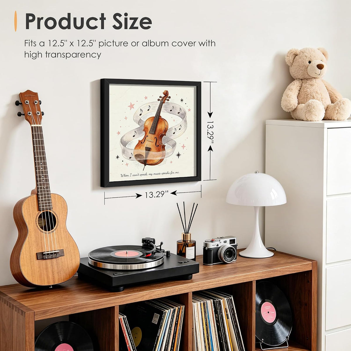 12.5x12.5 Vinyl Record Frame 6 Pack, Album Cover Frame Black | for Wall Hanging Display