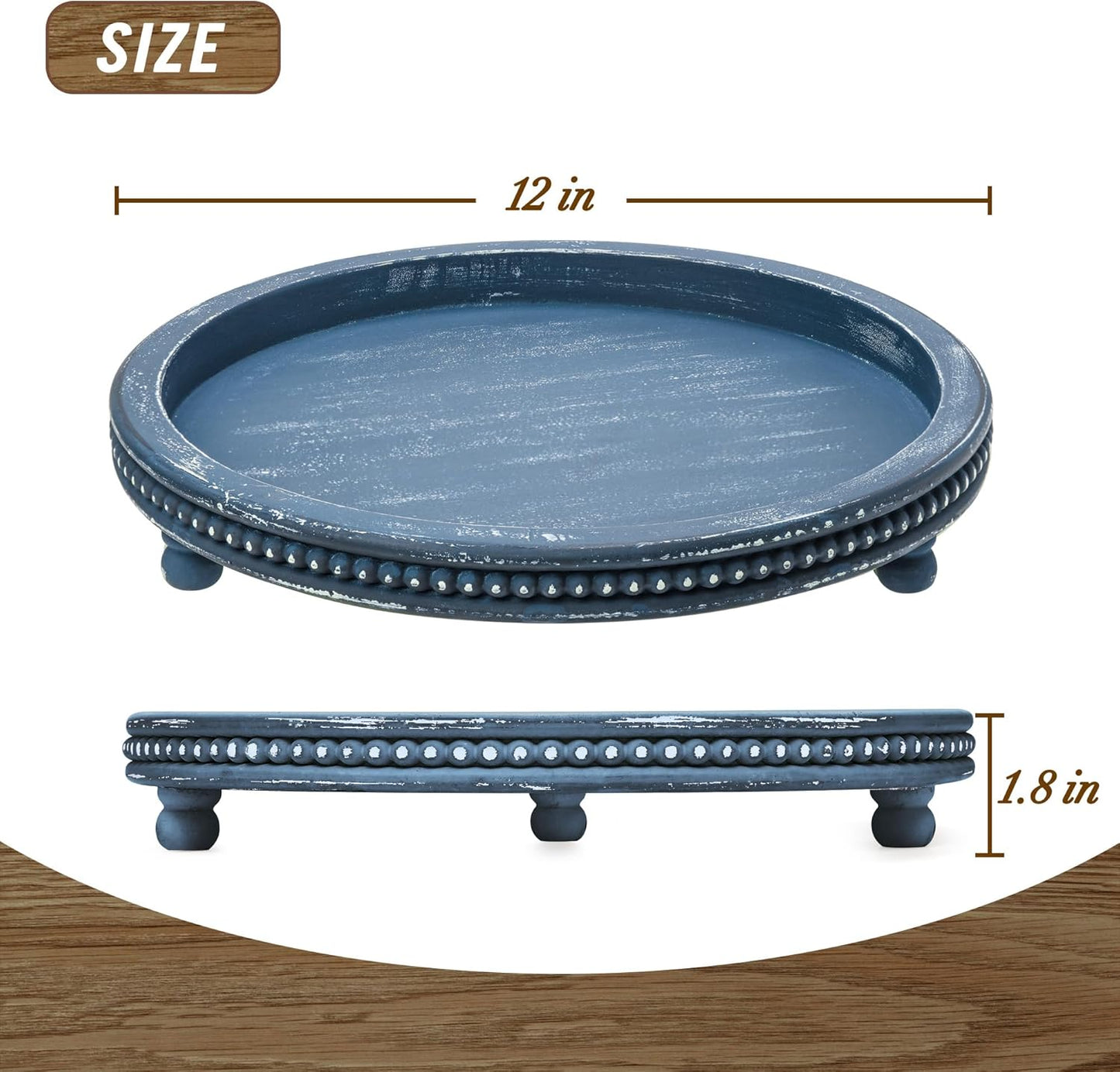 Handmade Decorative Tray / Blue / 12 Inch