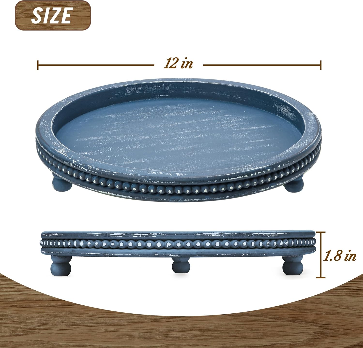 Handmade Decorative Tray / Blue / 12 Inch