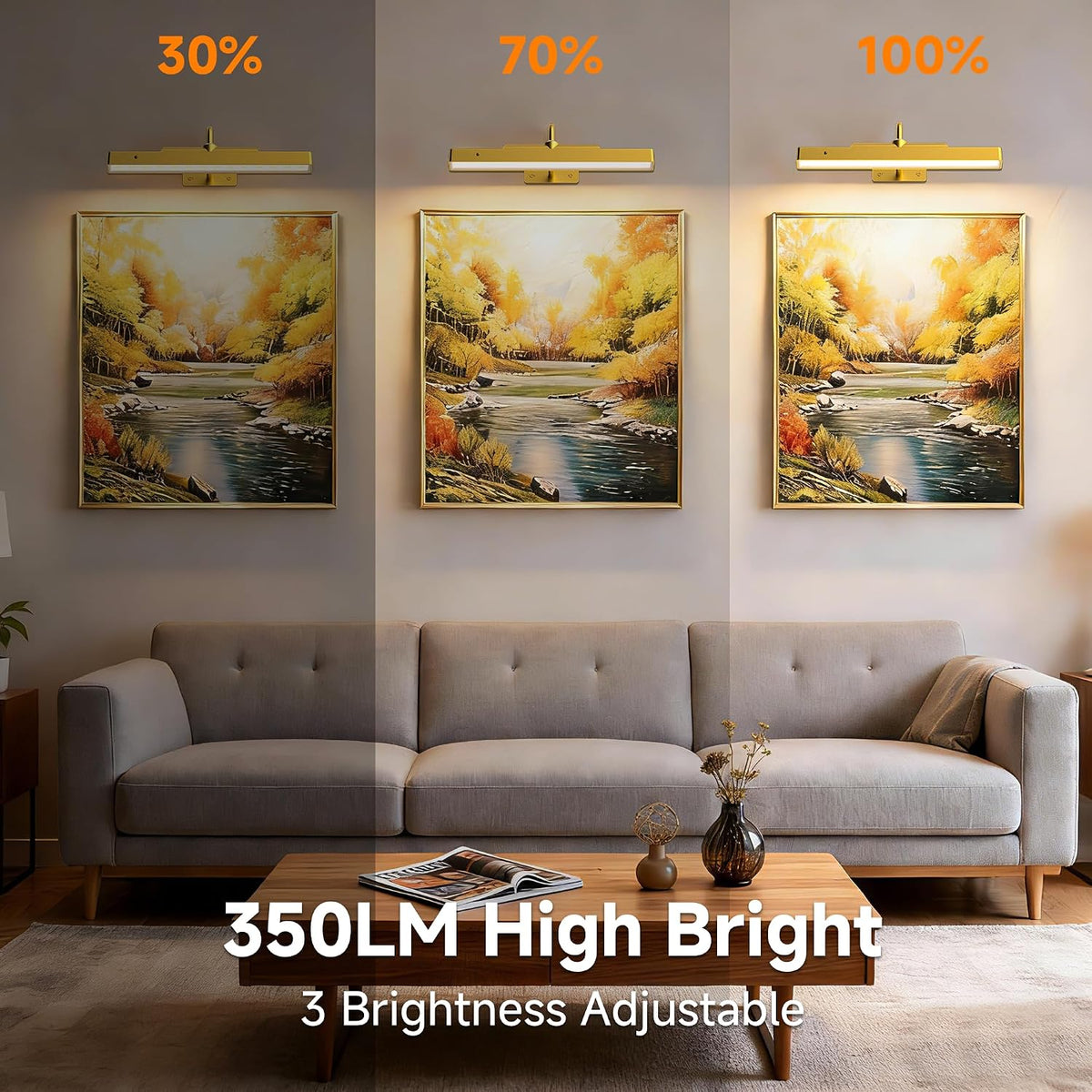 Picture Art Light for Wall,4400mAh Rechargeable Wireless Gallery Lighting,Remote Control Dimmable LED with Timer for