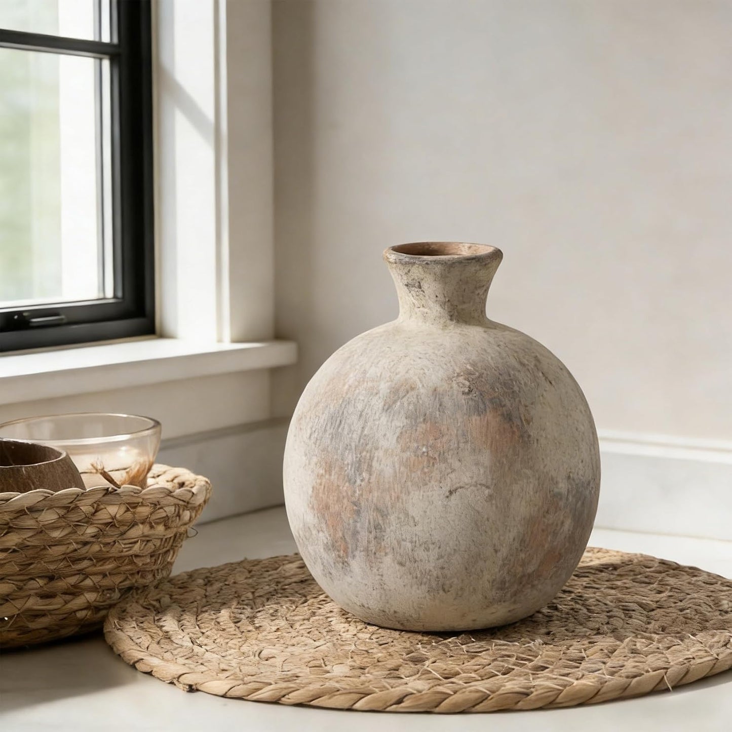 6.38" Ceramic Vase / Natural Brown- 6.38