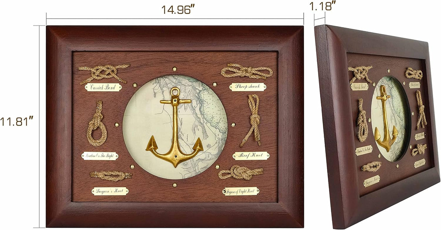 SAILINGSTORY Nautical Wall Decor Knot Board Frame Maritime Decor Coastal Decor / Anchor