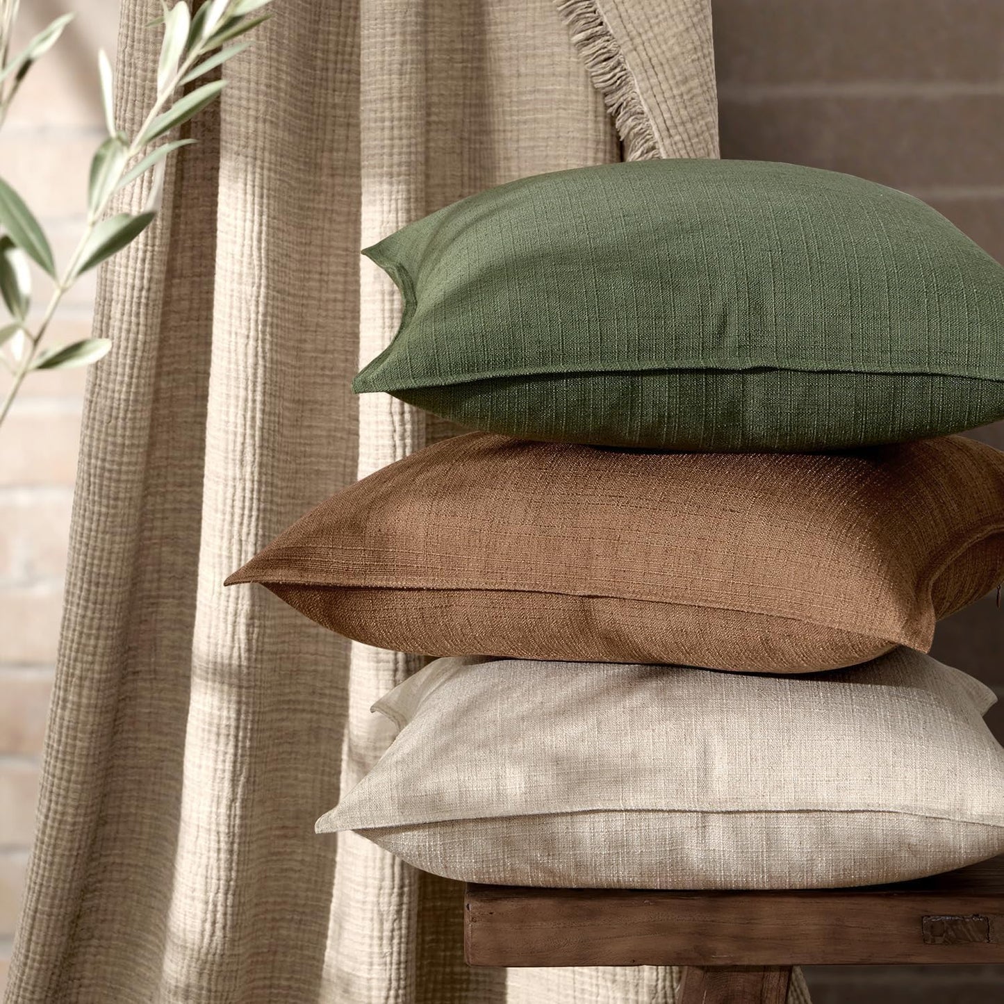 Brown Decorative Pillow Covers / 18 x 18 / Brown Sugar / Set of 2