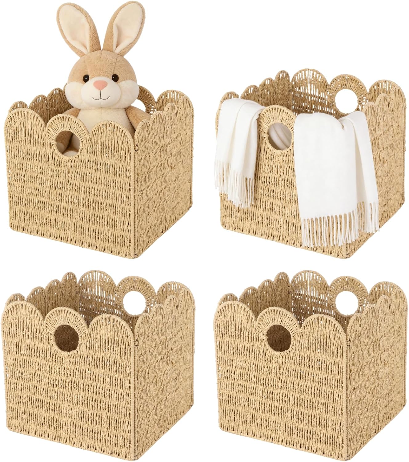 Woven Paper Rope Storage Baskets / 12 x 12 / Set of 4