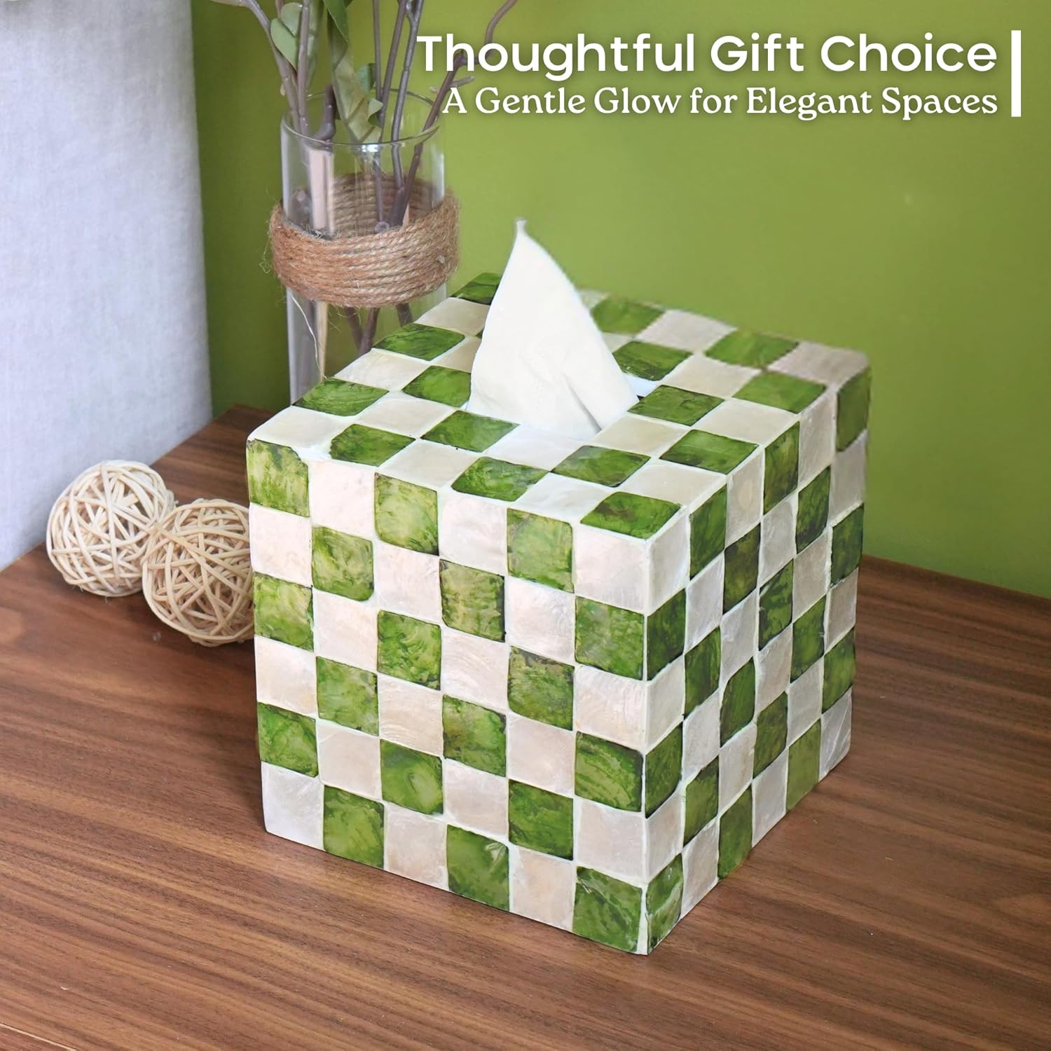 5.5" Tissue Box Cover / Pistachio Green / Square