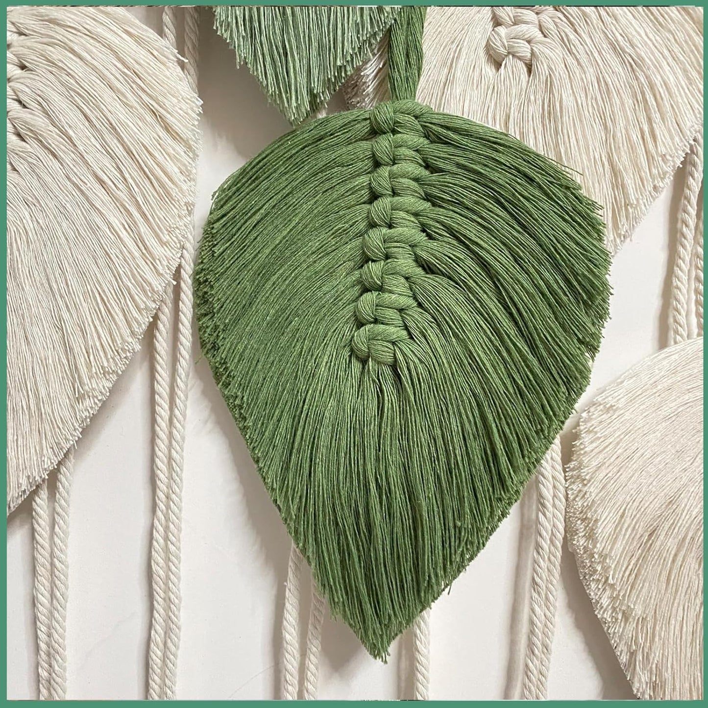 Wall Hanging Decor Leaves Tapestry Boho Wall Decor Woven Feather Handmade Yarn / Lightgreen-m