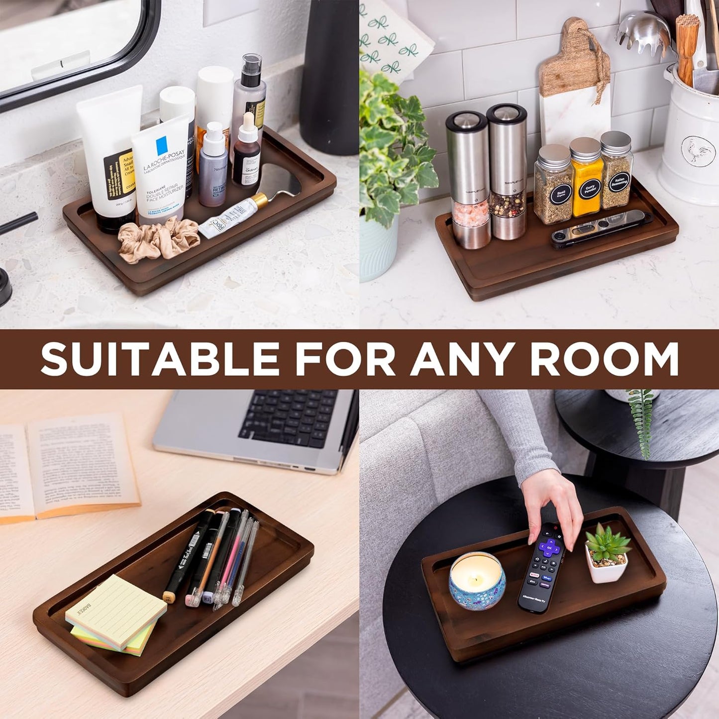 Bathroom Vanity Tray in of Acacia Wood / 11.8 x 5.9