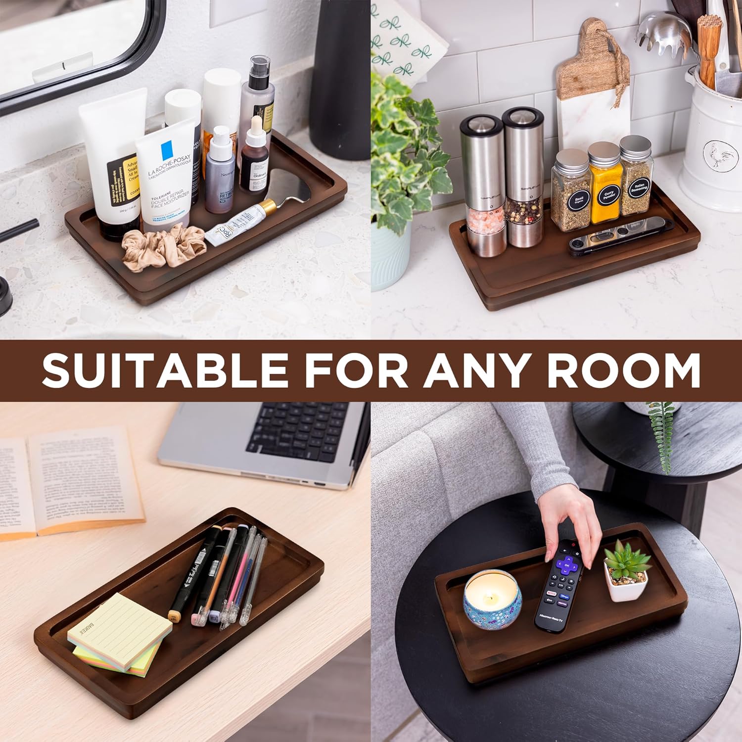 Bathroom Vanity Tray in of Acacia Wood / 11.8 x 5.9