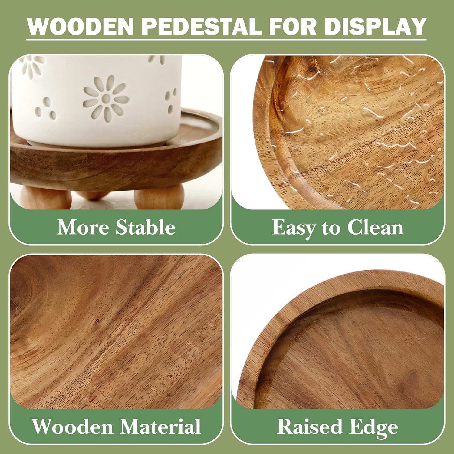 Small Wooden Riser Wooden Pedestal for Display Tray Display Riser for Entry / 12.9 x 4 / Round Cm