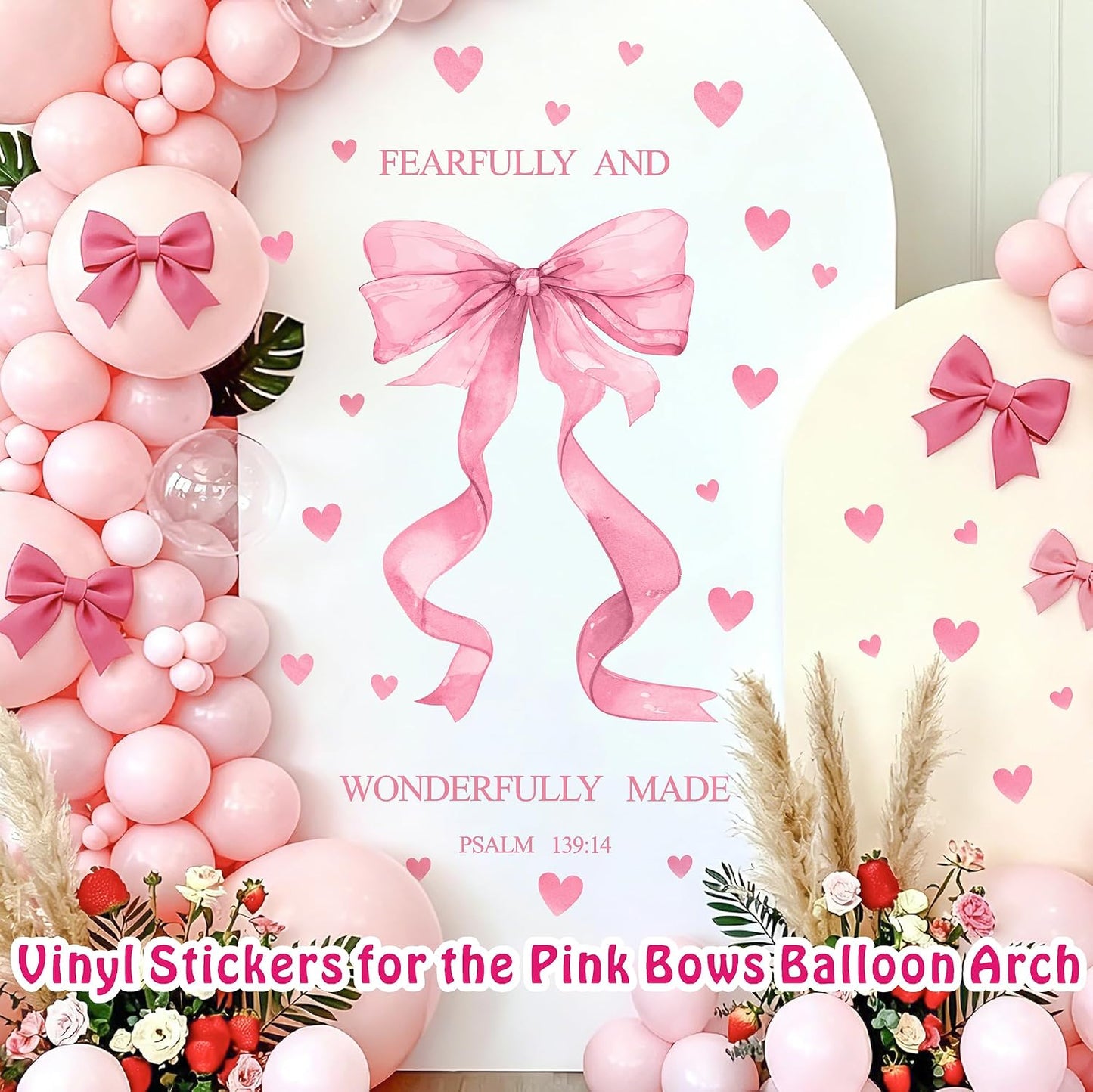 Pink Bow Wall Decor Stickers Inspirational Girls Room Wall Decals Peel and Stick / Large Pink Bow