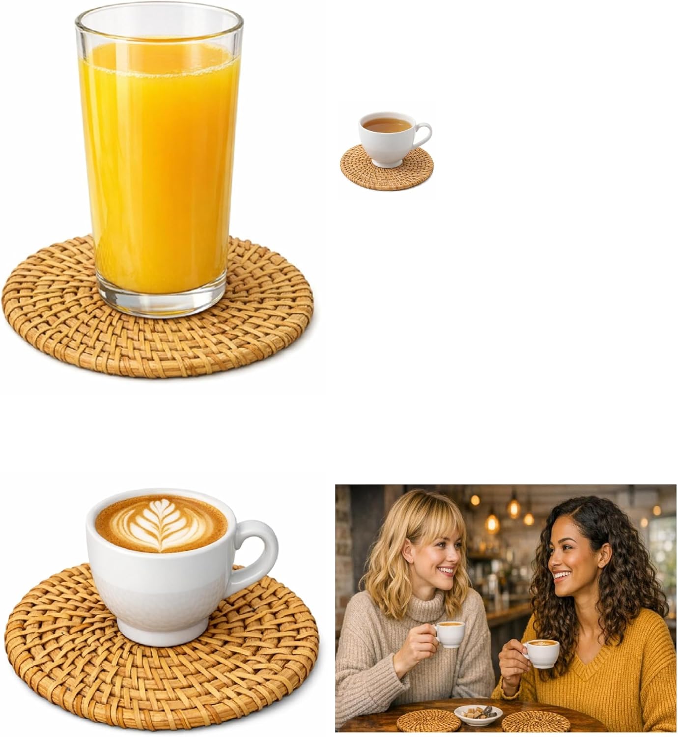 Coaster Set Without Holder / 5 Inches / 5" Without Holder / Natural / Set of 6