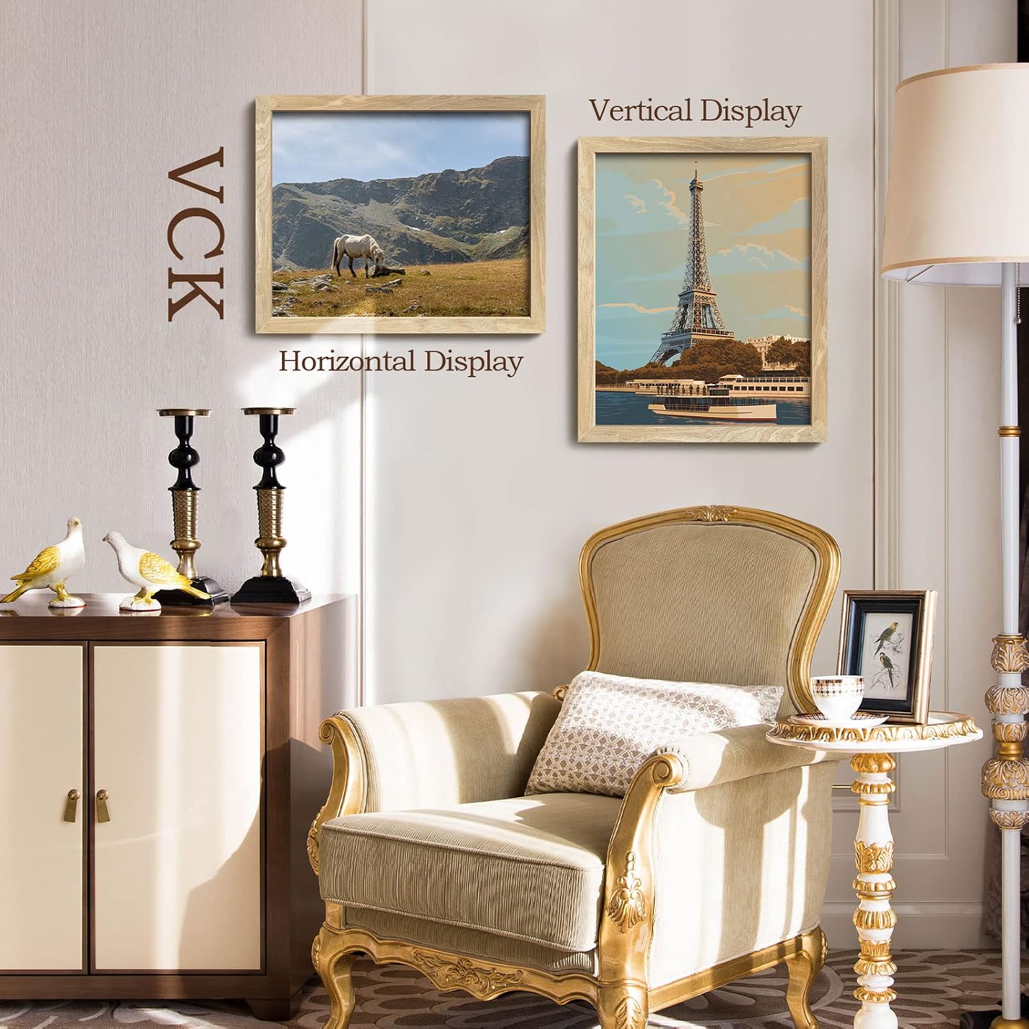 VCK 16x20 Poster Frames for Wall - 3 pack, Beige Natural Solid Wood Picture Frame, Exclusive Wood Grain