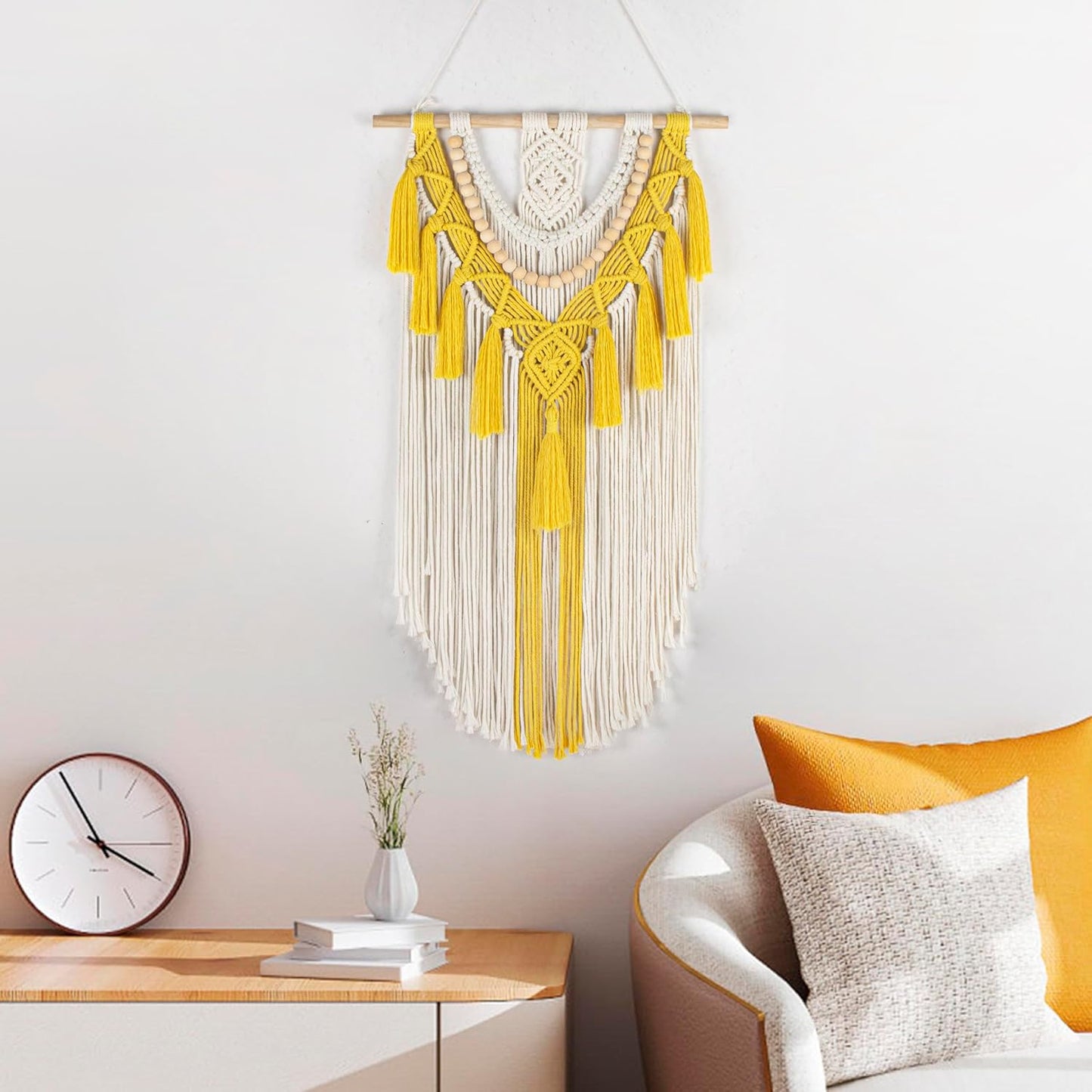 Macrame Wall Hanging Boho Wall Decor Handmade Woven Tapestry / Yellow