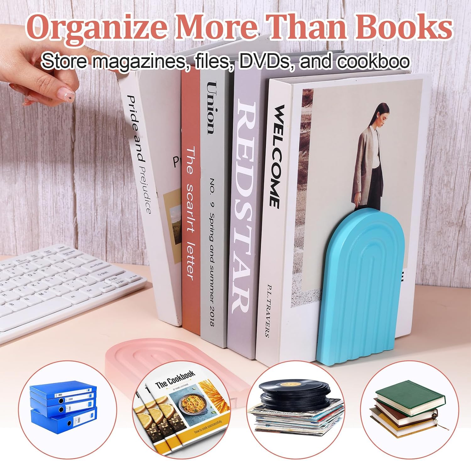 Boho Arch Wooden Rainbow Bookends Book Ends / Desert Pastels / Set of 4