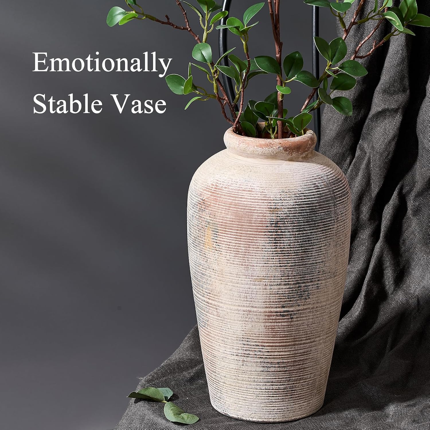Large Ceramic Rustic Vase / Gray / 11 Inch / Set of 11