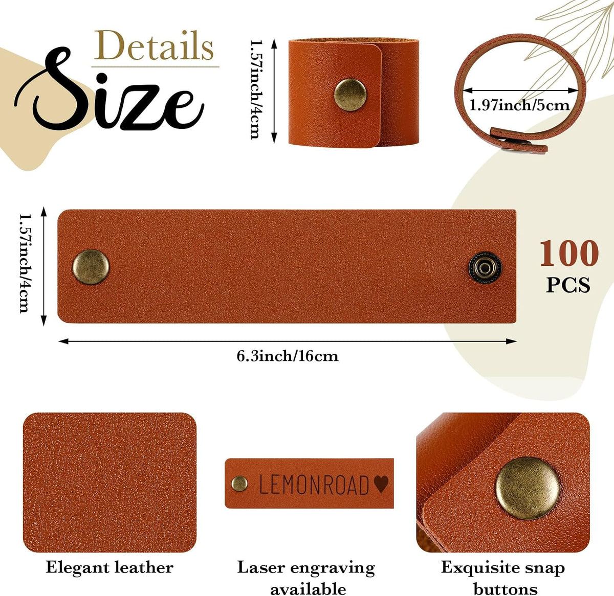 LemonRoad 100 Pcs Fall Leather Napkin Rings Buckle Napkin Holder,Brown | Faux Leather for Farmhouse Dinner Party