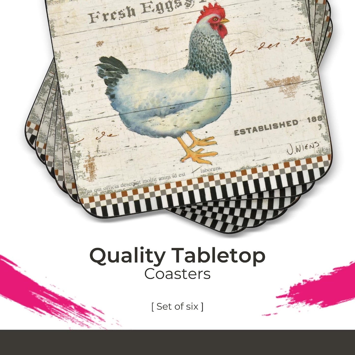 Multicolor / 4.25 x 4.25 / Coasters / Set of 6