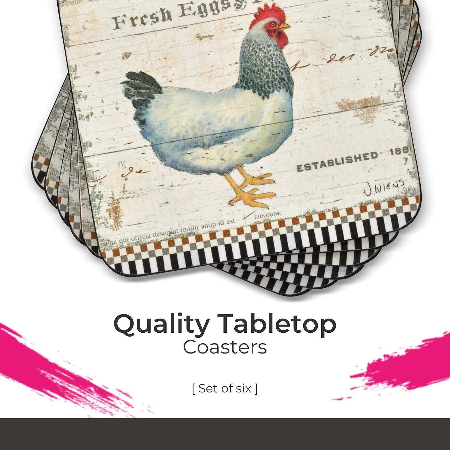 Multicolor / 4.25 x 4.25 / Coasters / Set of 6