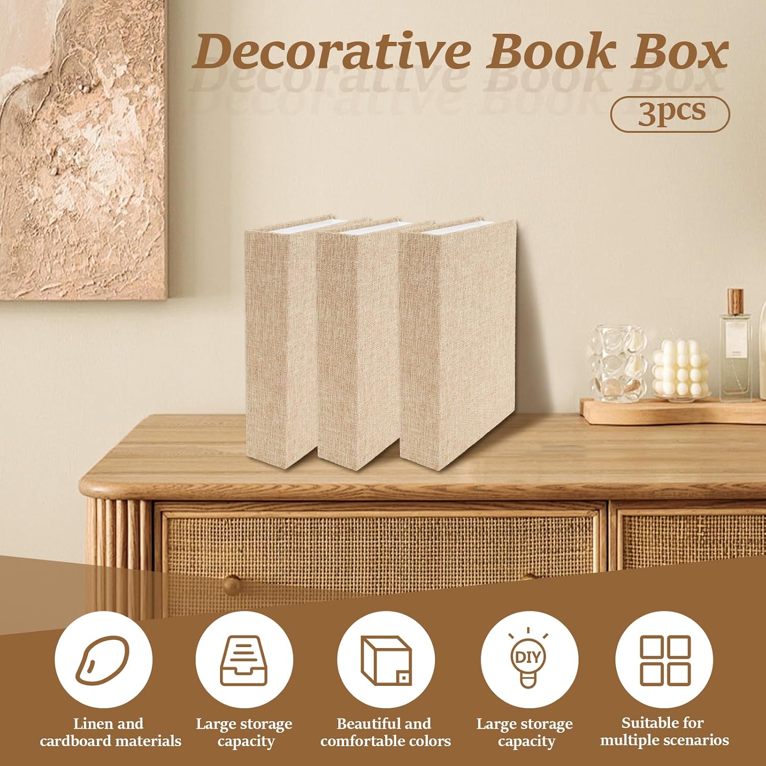Modern Fake Book Storage Box / Set of 3