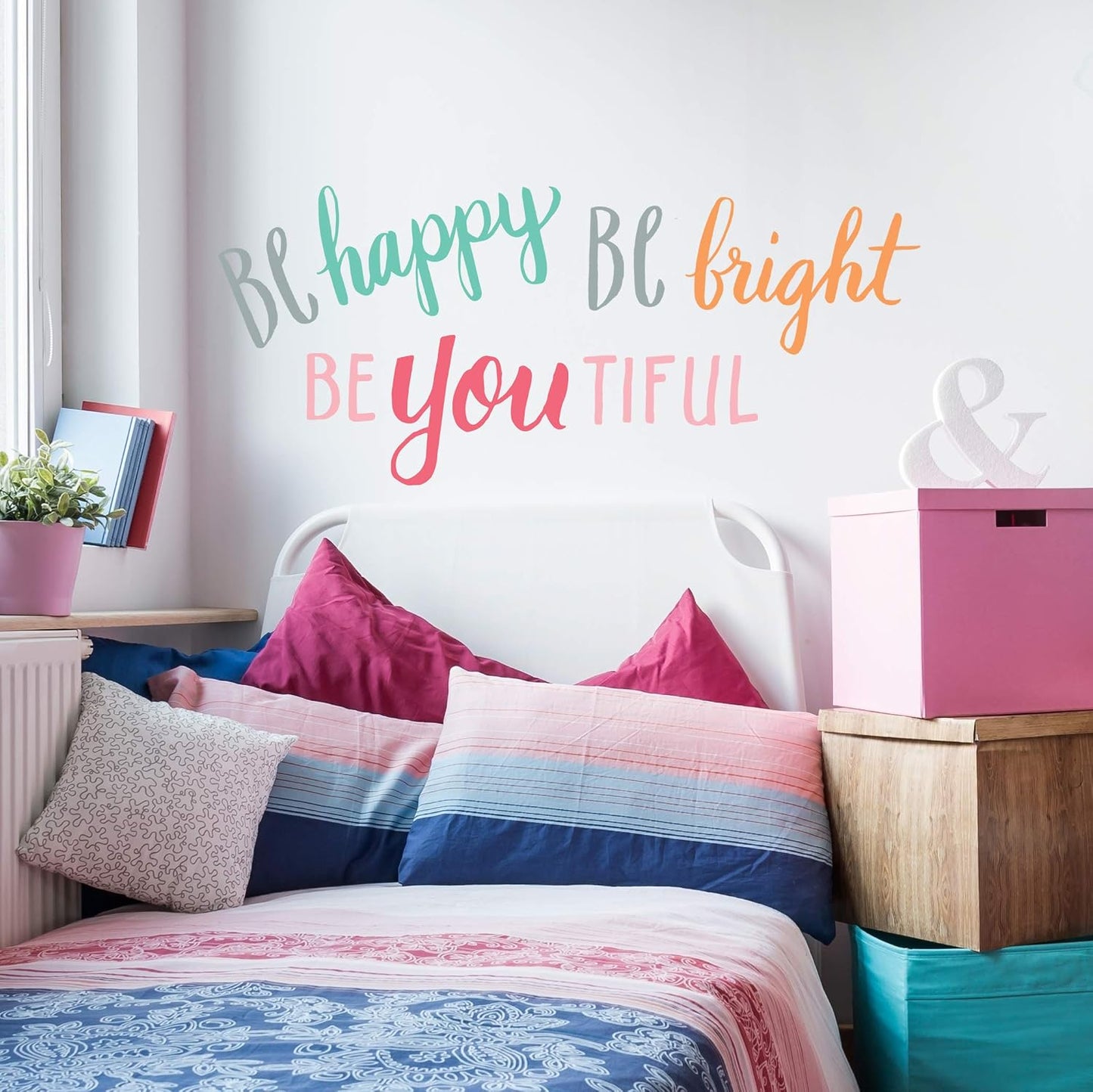 Wall Decals Colorful Quote Stickers / Be Bright, Be Happy, Be You