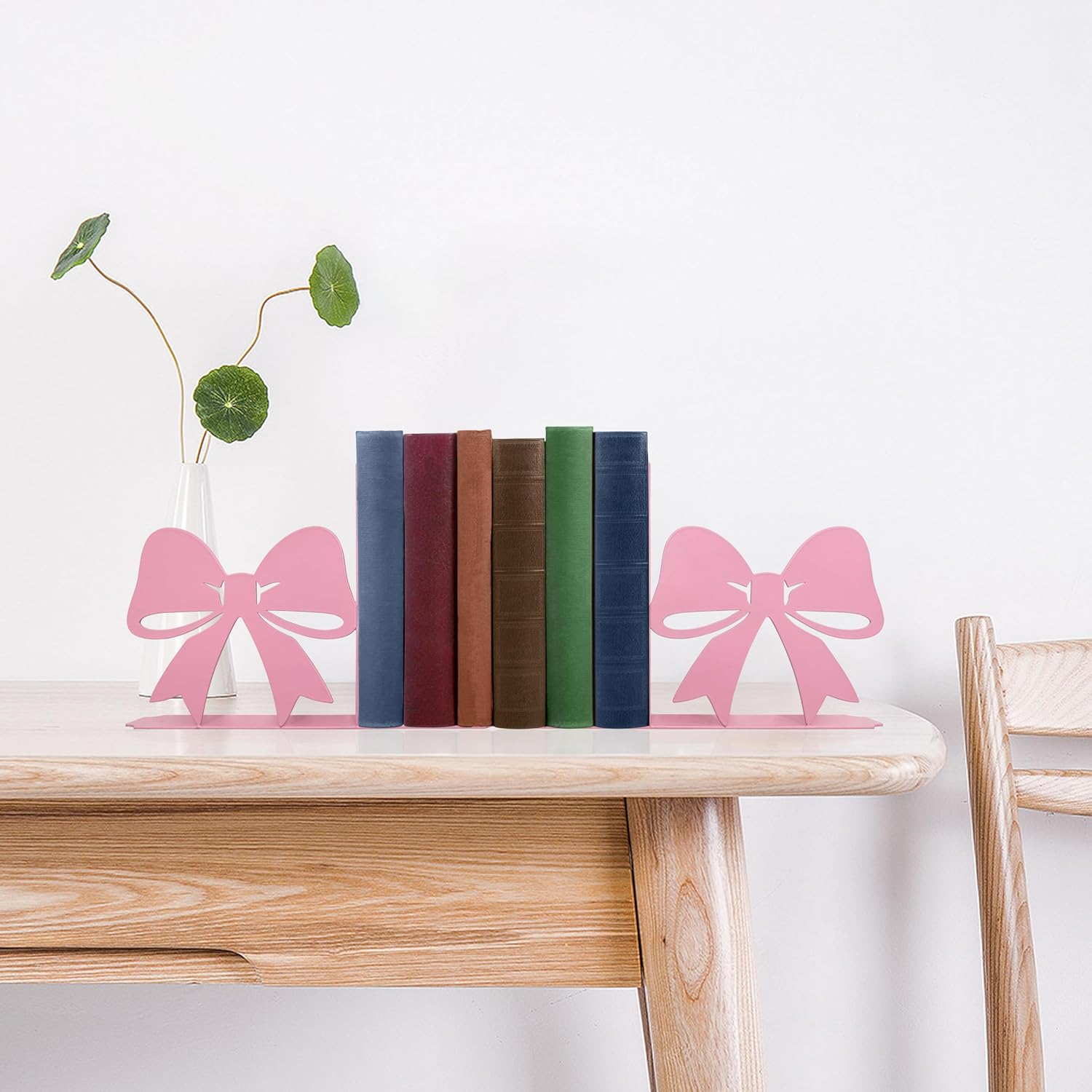 Bow Decor Metal Bookends / Pink