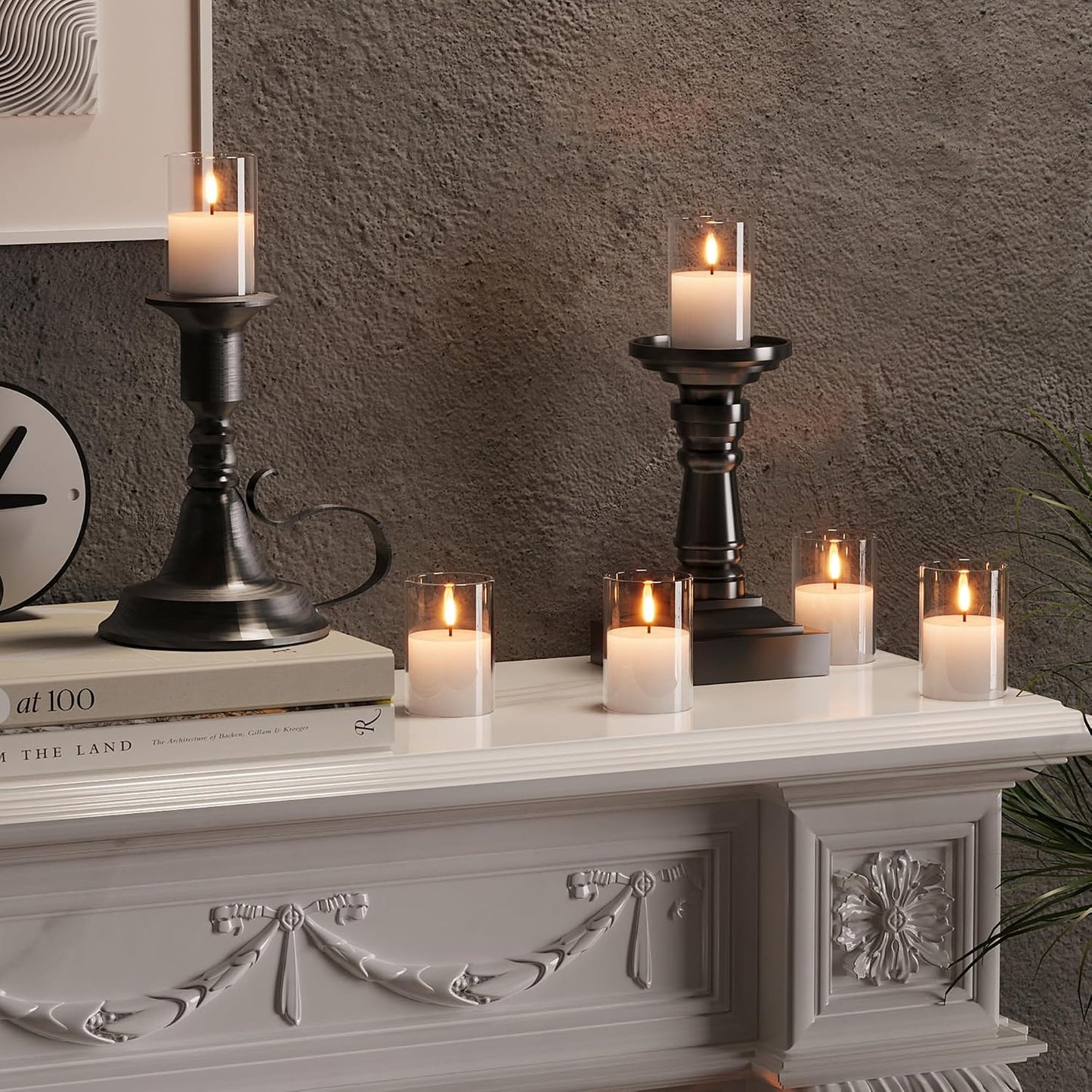Glass Flameless Votive Candles with Remote, Battery Operated, 12Pack Clear | 2x3" Glass & Real Wax, 2/4/6/8H Timers, 2