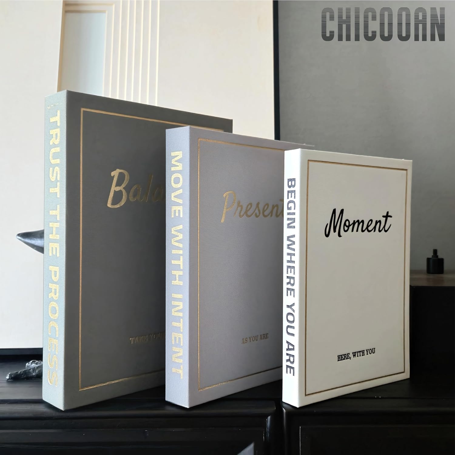 Linen Fake Book Boxes for Decoration / Set of 3