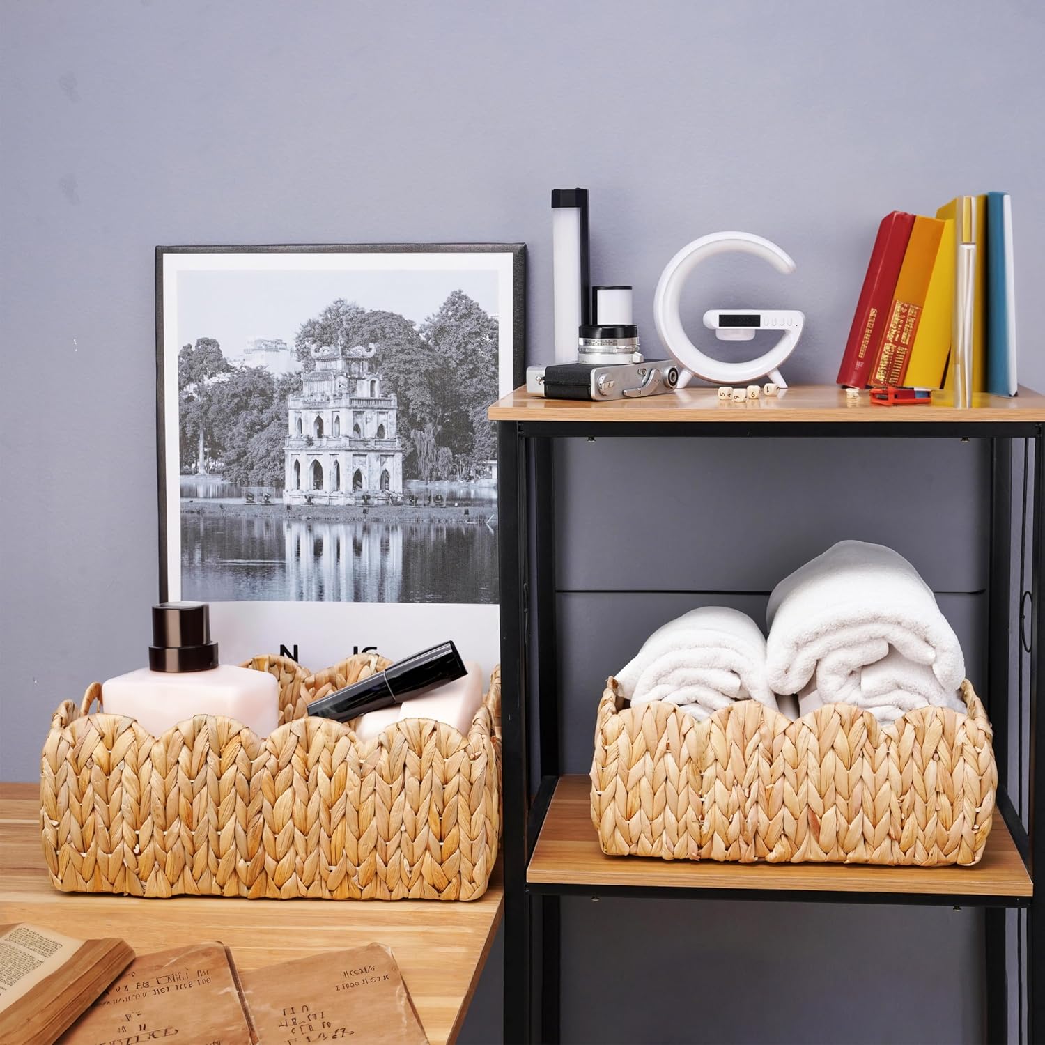 Scalloped Edge Wicker Storage Basket / Set of 2