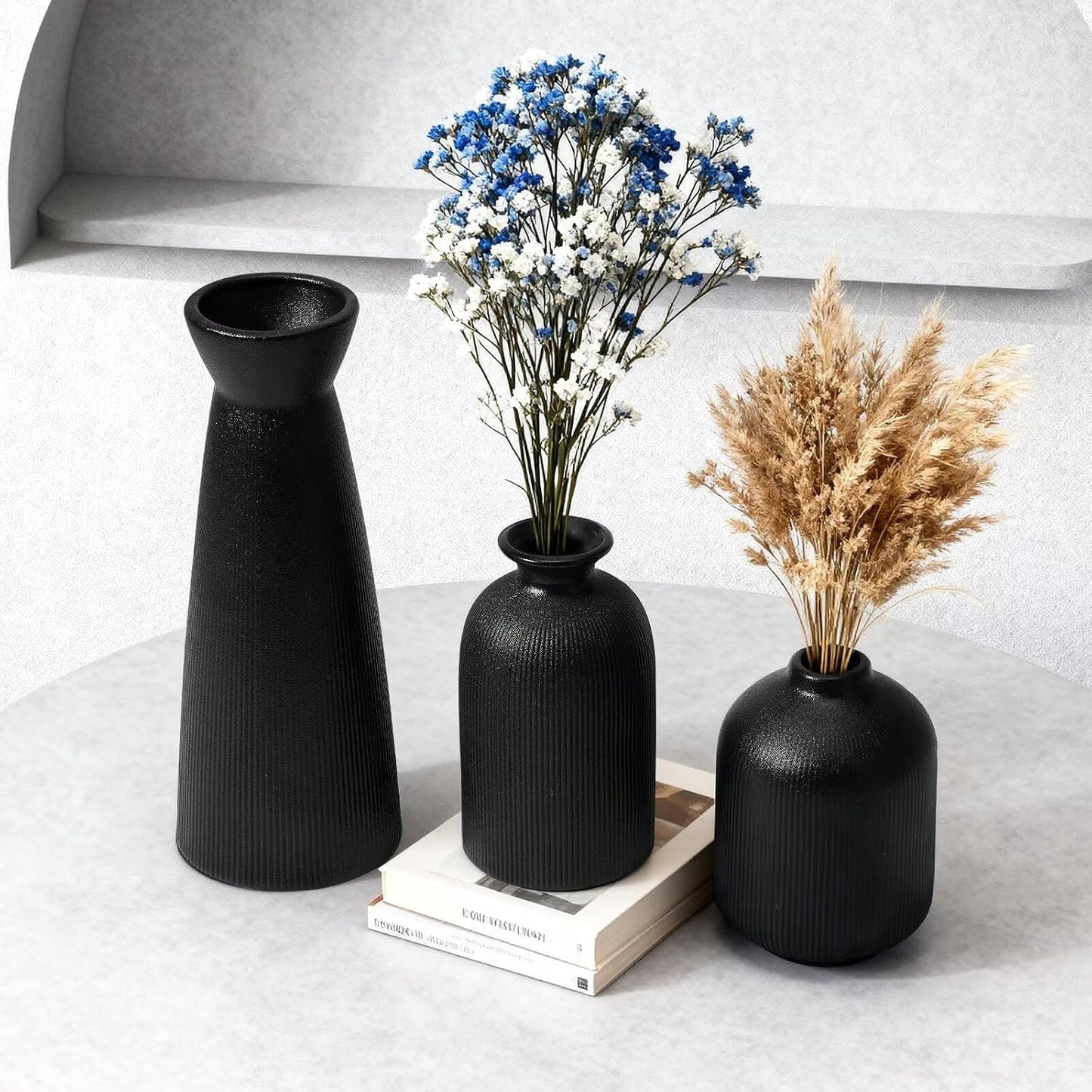 Ceramic Flower Vases / Black / Set of 3