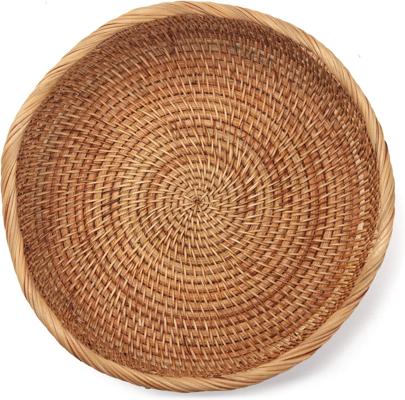 Rattan Bread Baskets Round Woven Fruit Bowls Key Holders Stackable / Wave / Natural / Set of 3